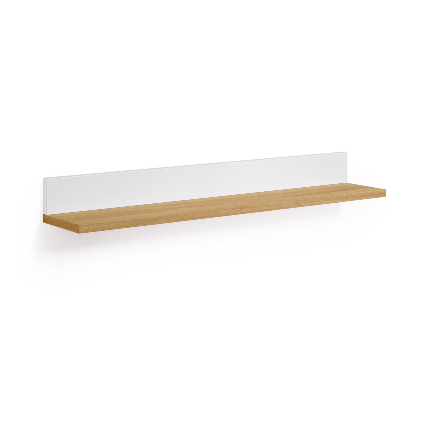 KAVE HOME Abilen vägghylla, rektangulär - vit MDF och naturlig ekfaner (80x15)