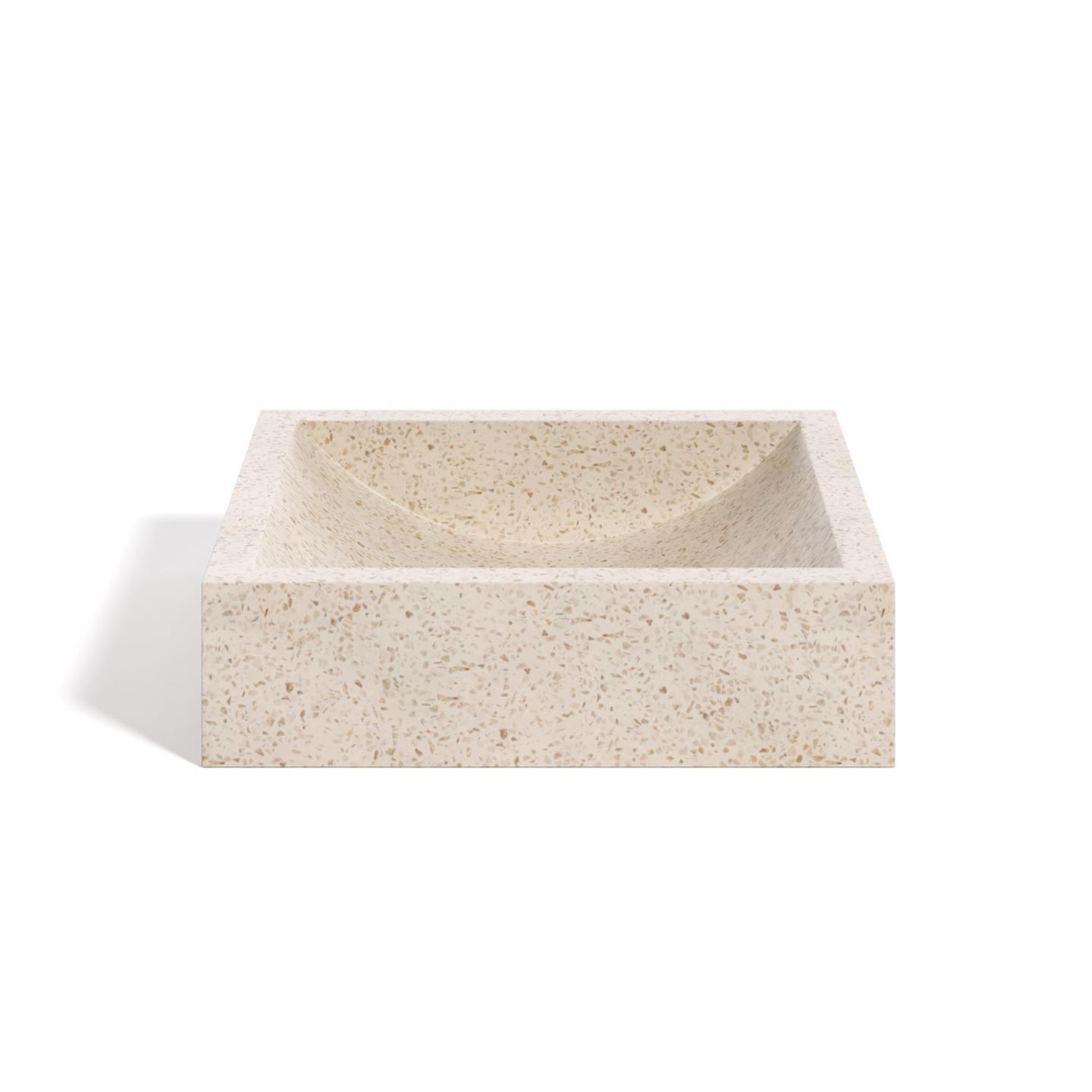 KAVE HOME Sunday Tvättställ till Badrum, Rektangulär - Vit Terrazzo (40 x 45 cm)