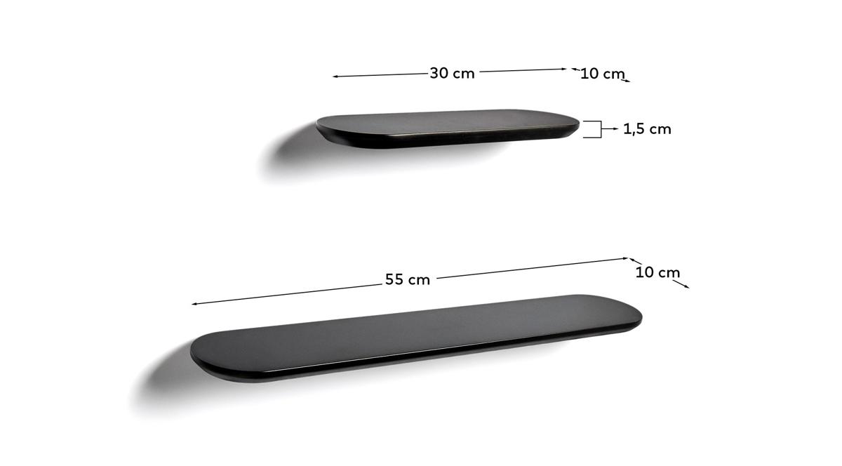KAVE HOME Arely-hyllor - svart MDF (35cm/55cm) (set om 2)