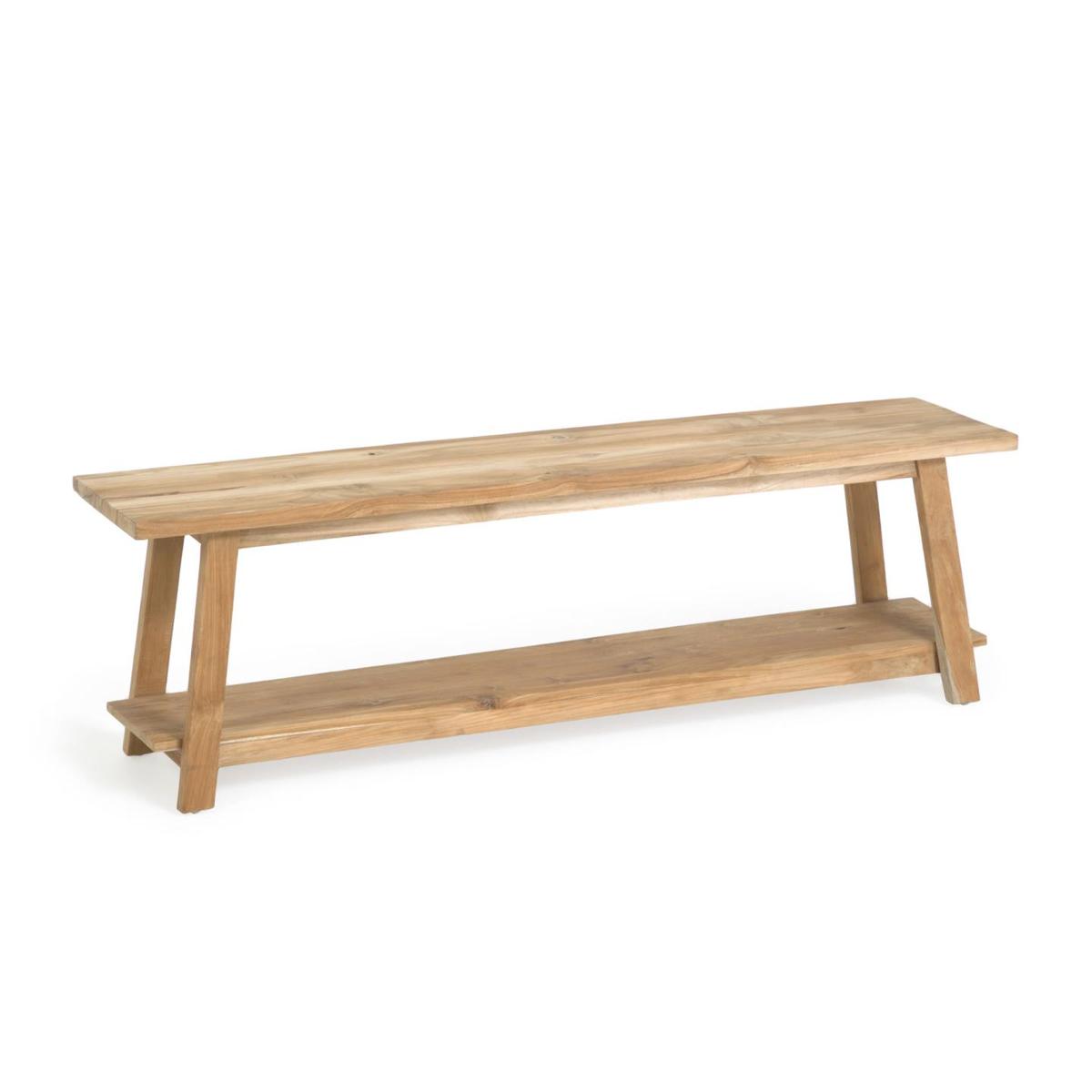 KAVE HOME Safara bänk, med hylla naturlig återvunnen teak (150x32)