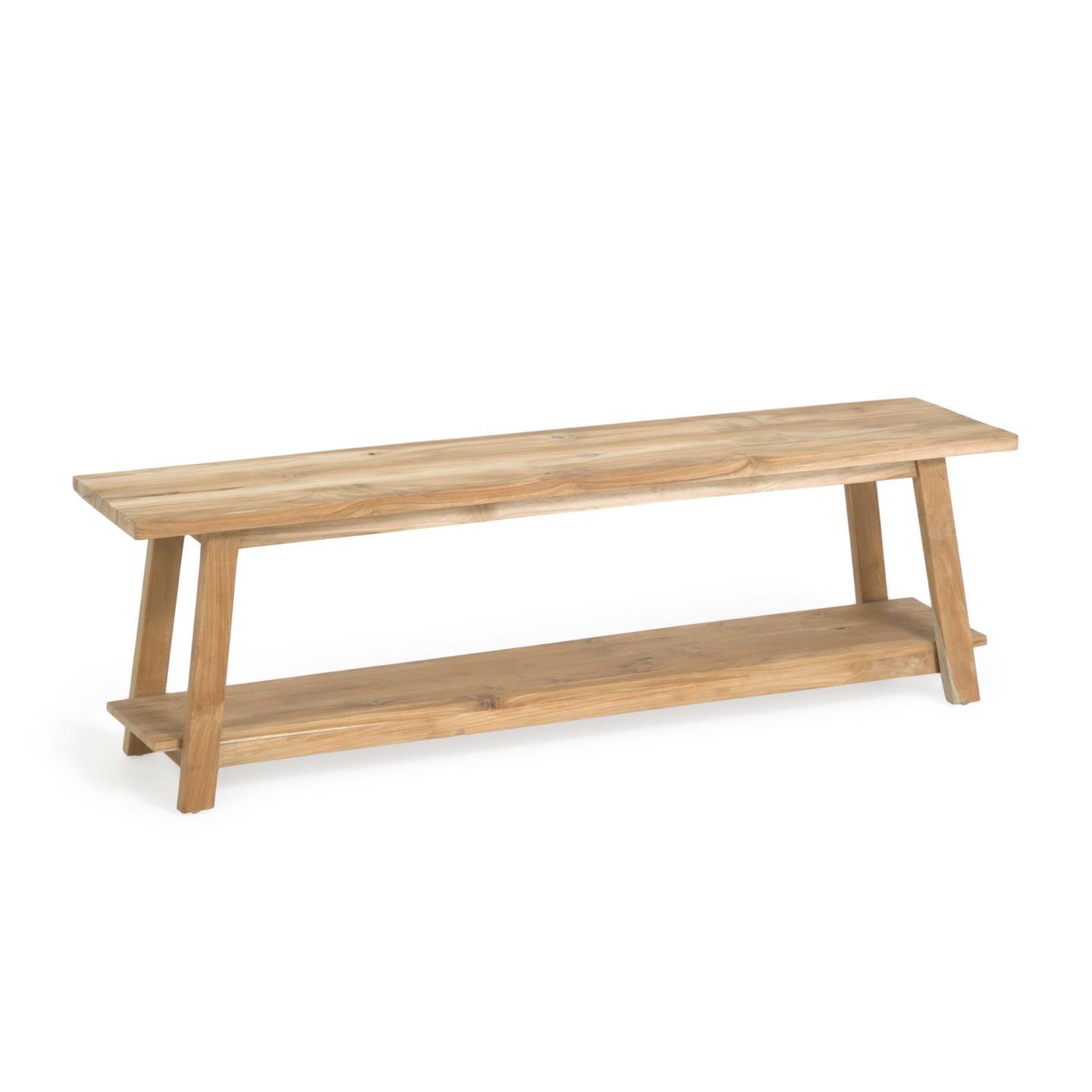 KAVE HOME Safara bänk, med hylla naturlig återvunnen teak (150x32)