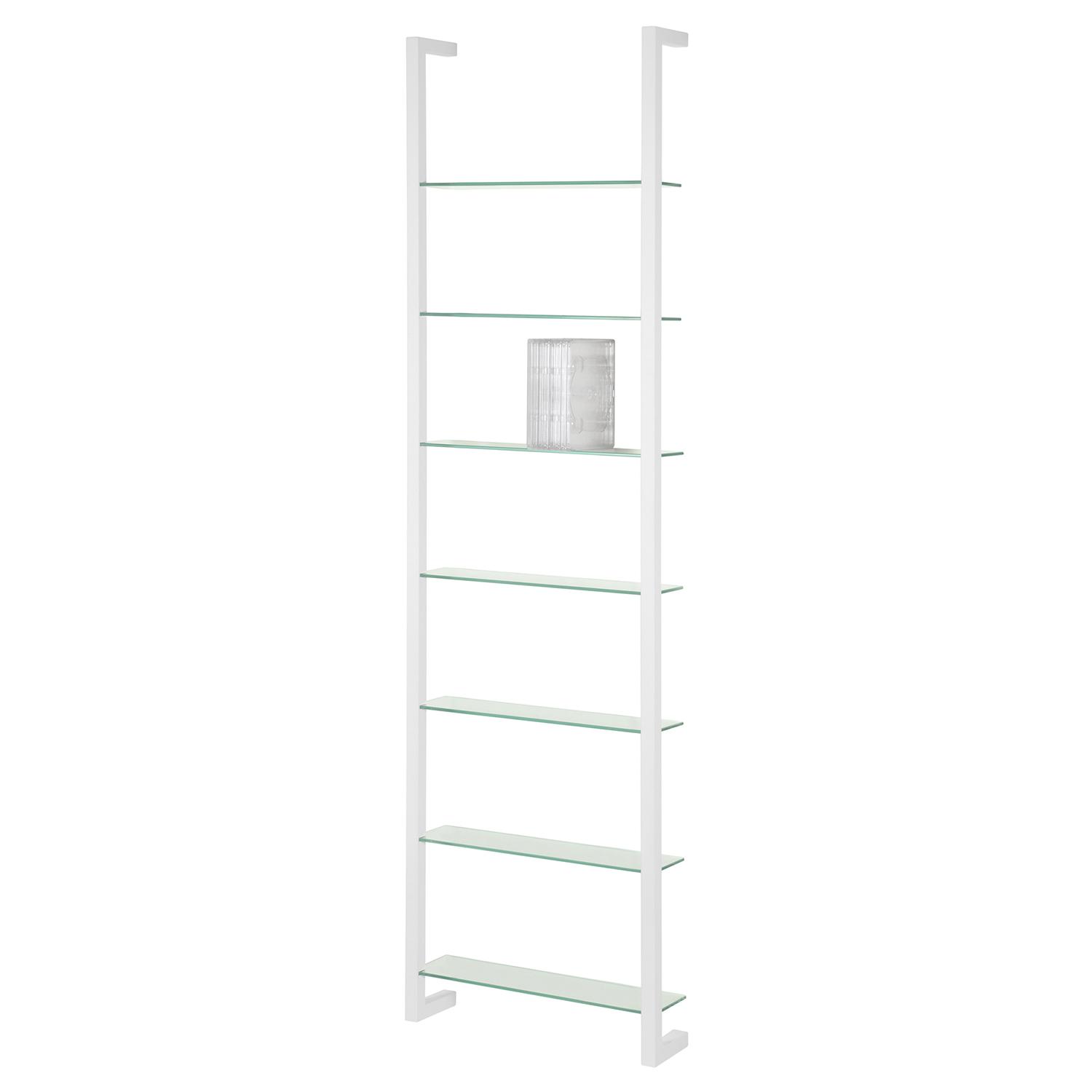 SPINDER DESIGN Rektangulär Cubic Bokhylla, med 7 Hyllplan - Glas och Vitt Stål