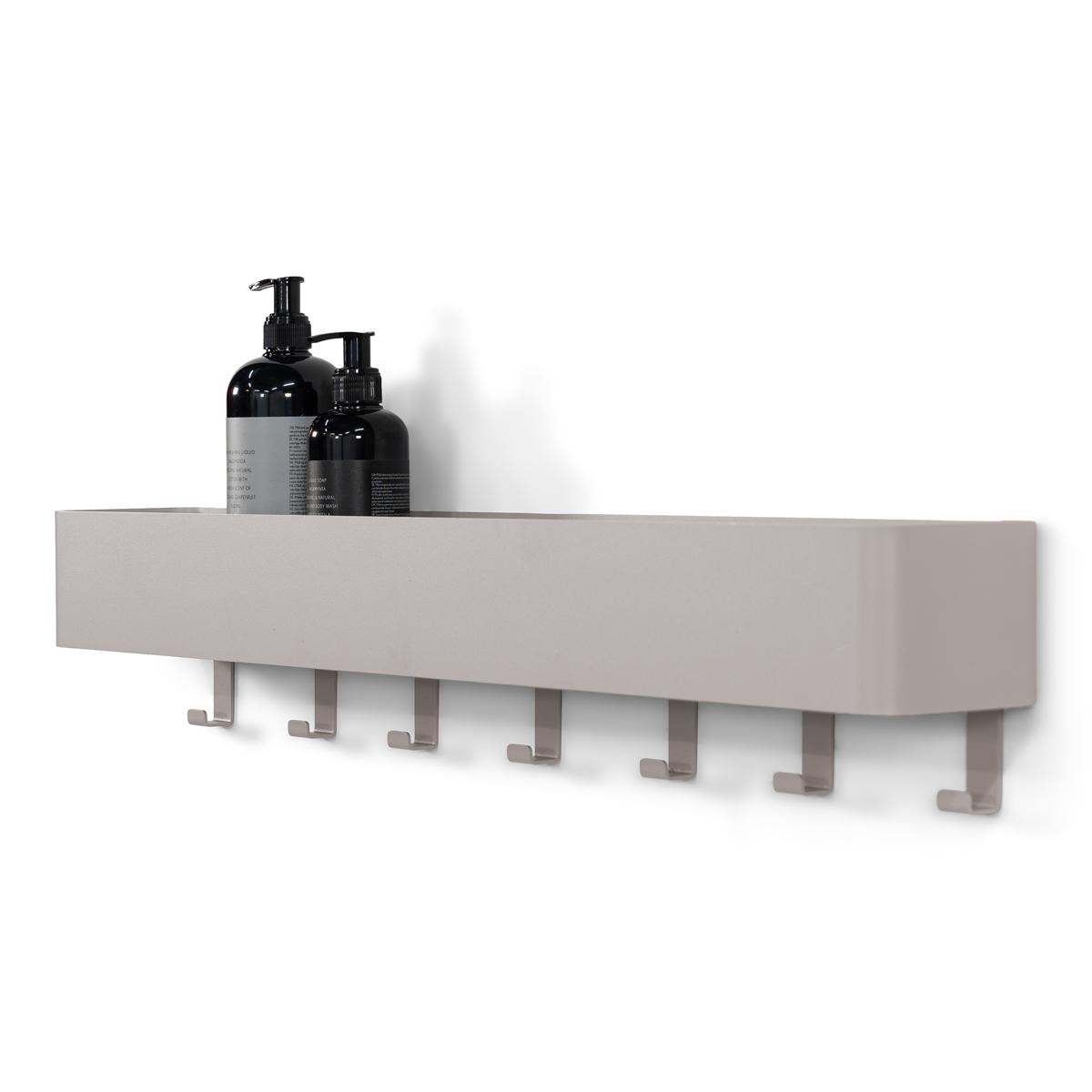 SPINDER DESIGN Multi 7 klädhängare, med hyllplan och 7 krokar - silkeslent taupe stål