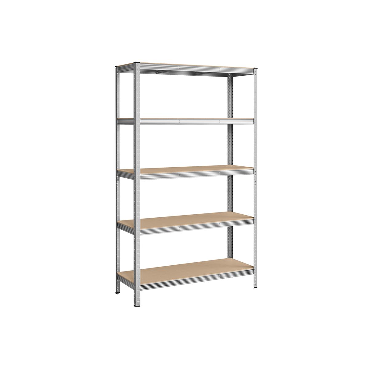 SONGMICS 5-vånings hyllenhet, förvaringsställ i stål, verktygsfri montering, för garage, bod, lastkapacitet 875 kg, 60 x 120 x 200 cm, silver GLR060E01