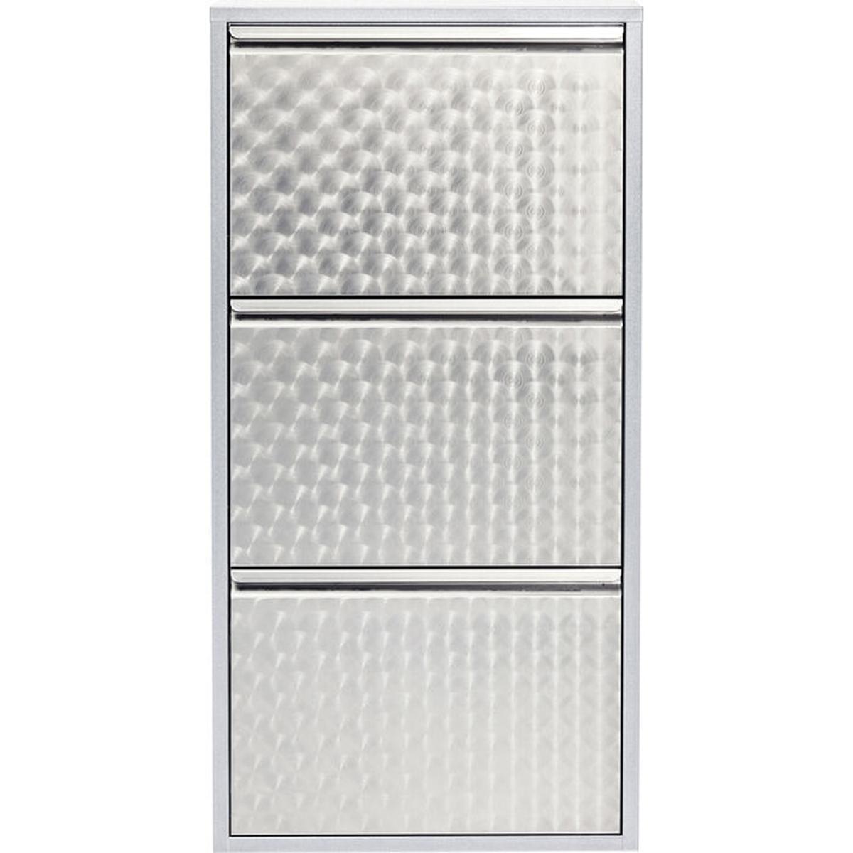 KARE DESIGN Caruso 3 Silver brushed skoskåp, med 3 fack - silver stål