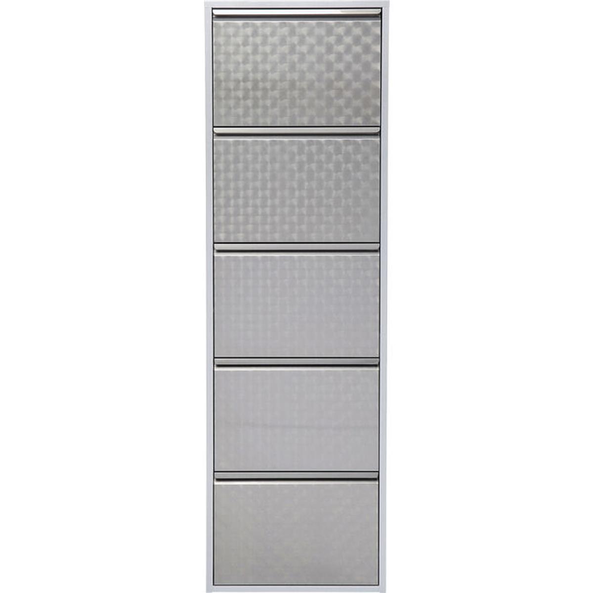 KARE DESIGN Caruso 5 Silver brushed skoskåp, med 5 fack - silver stål