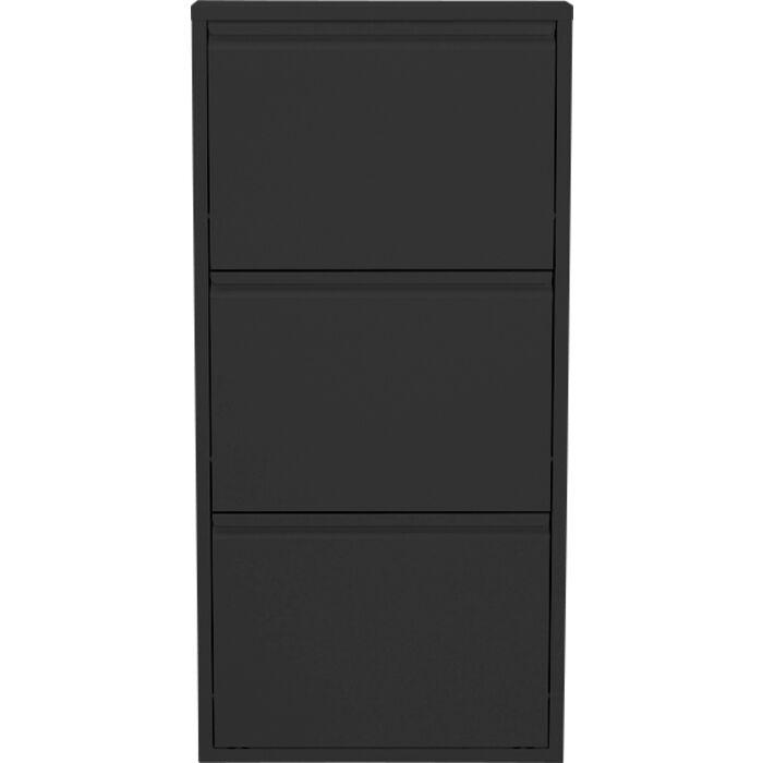 KARE DESIGN Caruso 3 skoskåp, w. 3 dörrar - svart stål (H:104)