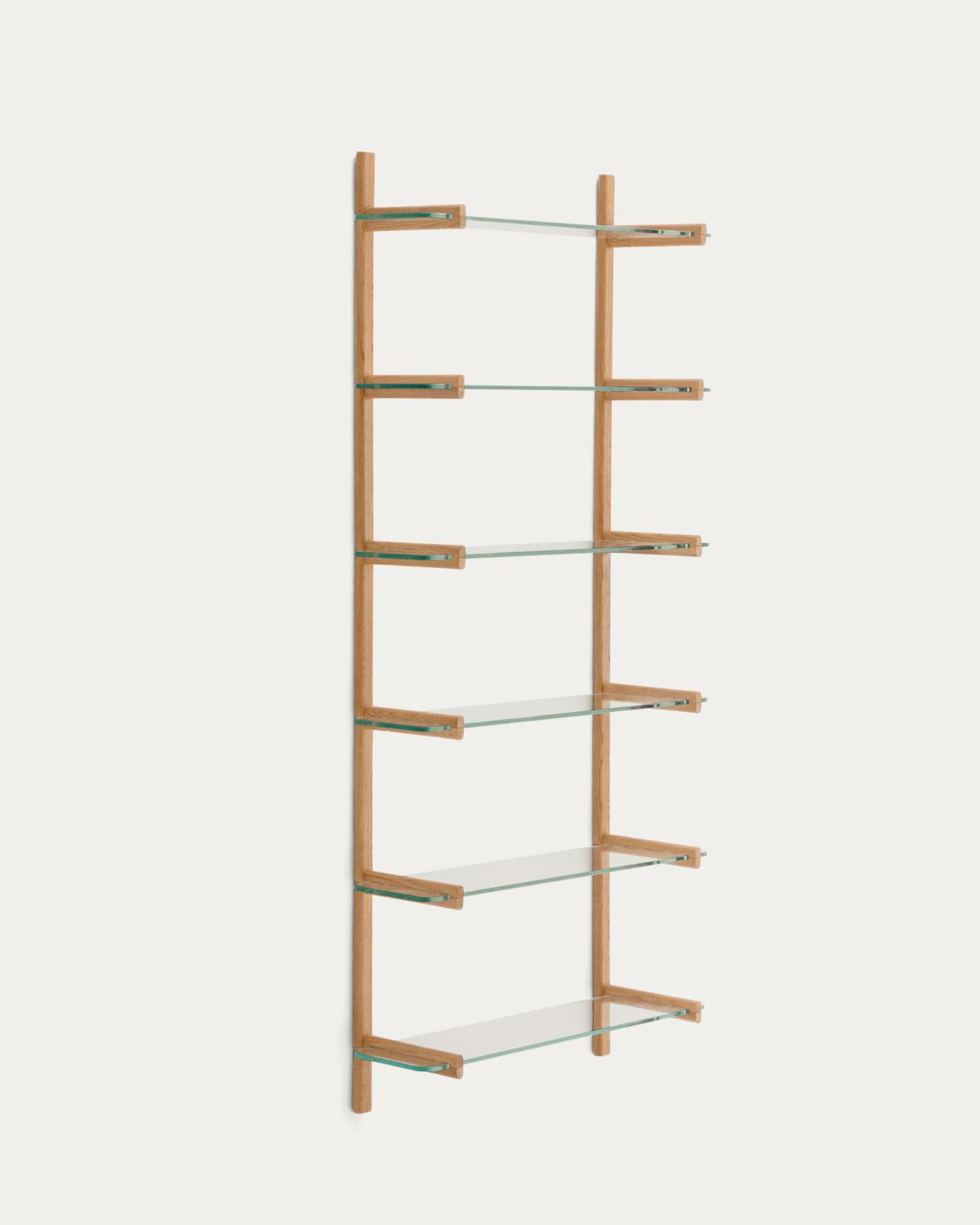 KAVE HOME Sitra modulär hyllenhet, med 6 glashyllor - naturfärgad ek (90cm)