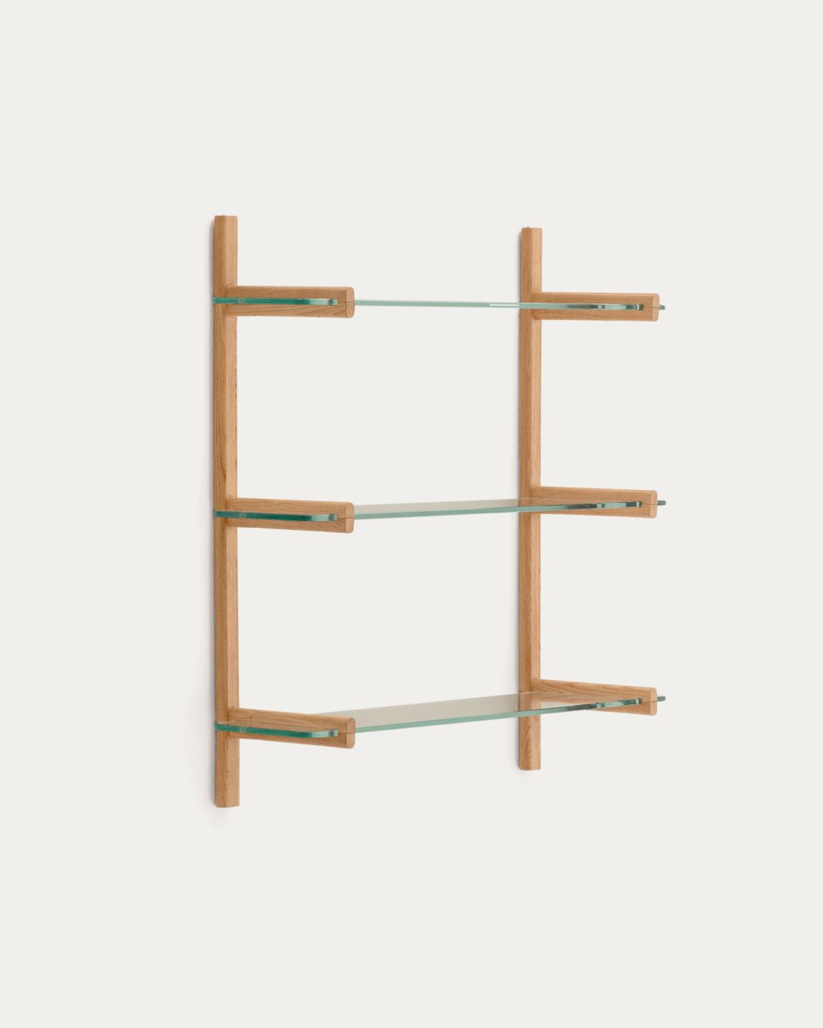 KAVE HOME Sitra modulär hyllenhet, med 3 glashyllor - naturfärgad ek (90cm)