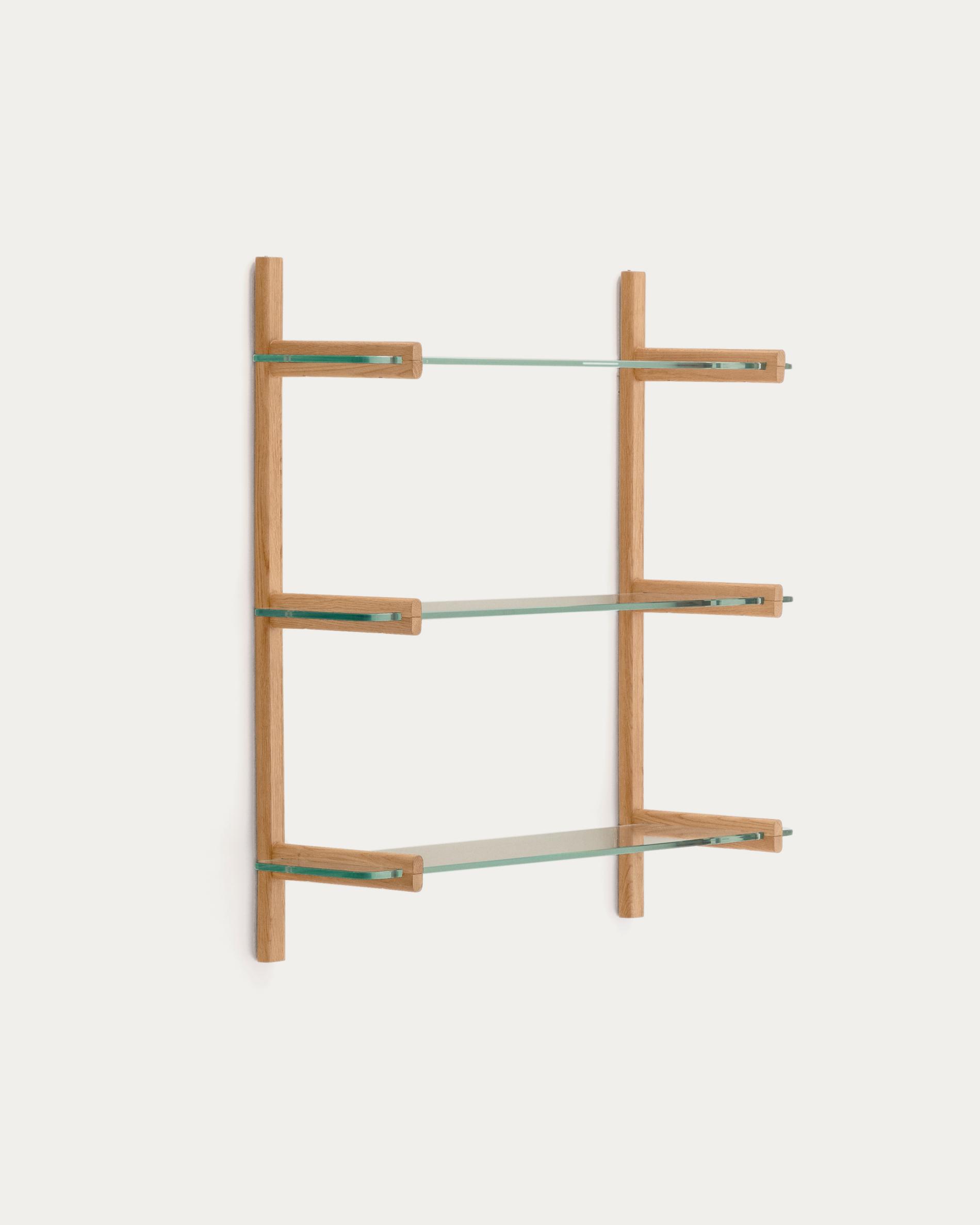 KAVE HOME Sitra modulhylla, 3 glashyllor och FSC Mix Credit massiv ek, 90 cm