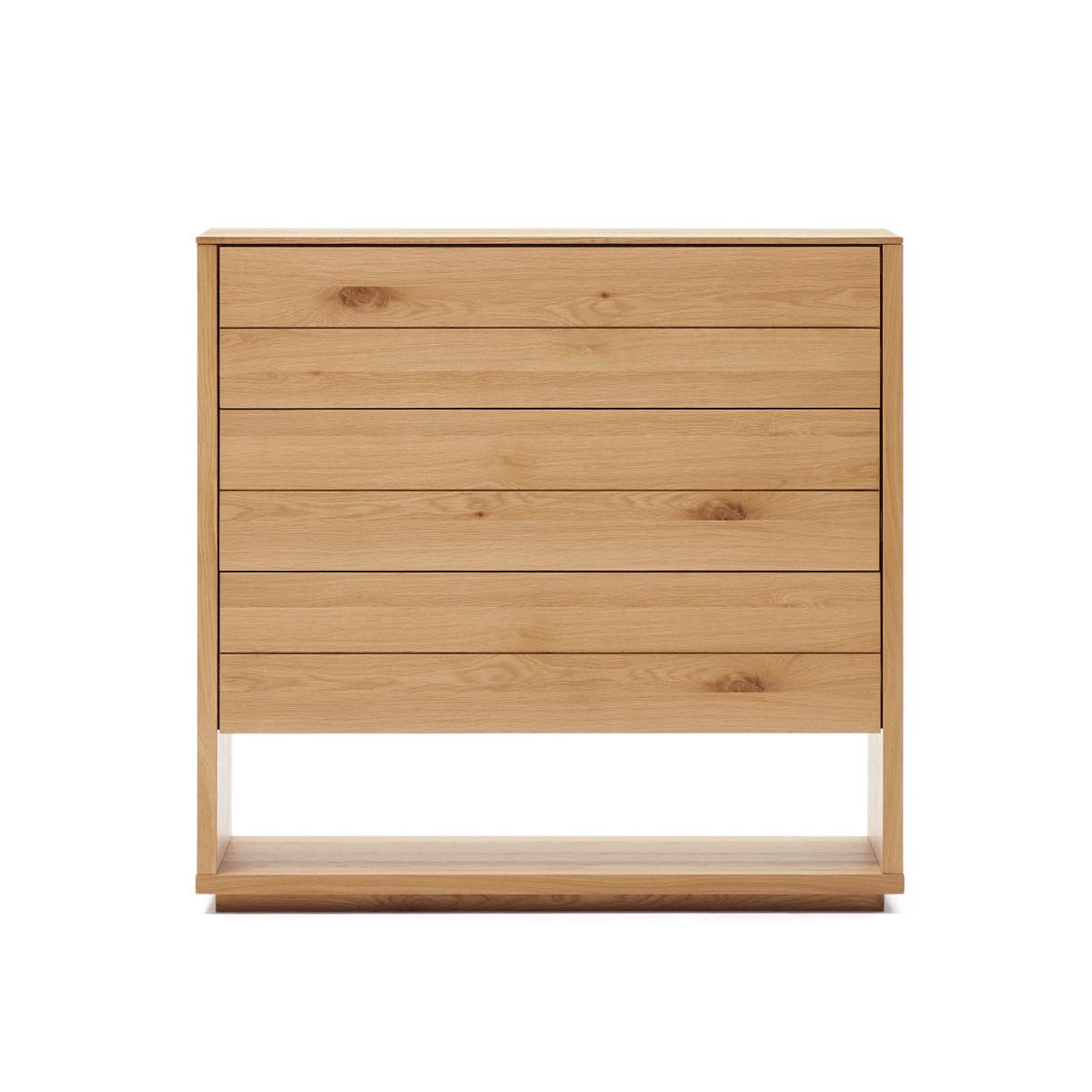 KAVE HOME Alguema byrå med 3 lådor i ekfaner med naturlig finish, 100 x 97 c