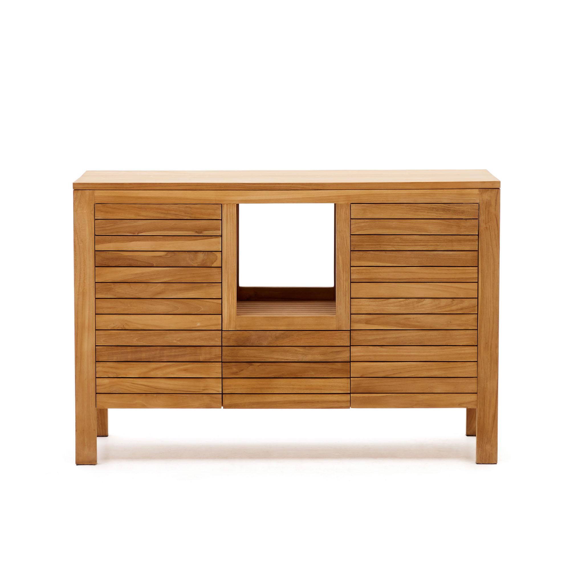 KAVE HOME Neria badrumsmöbel i massivt teak med naturlig finish, 120 x 45 cm