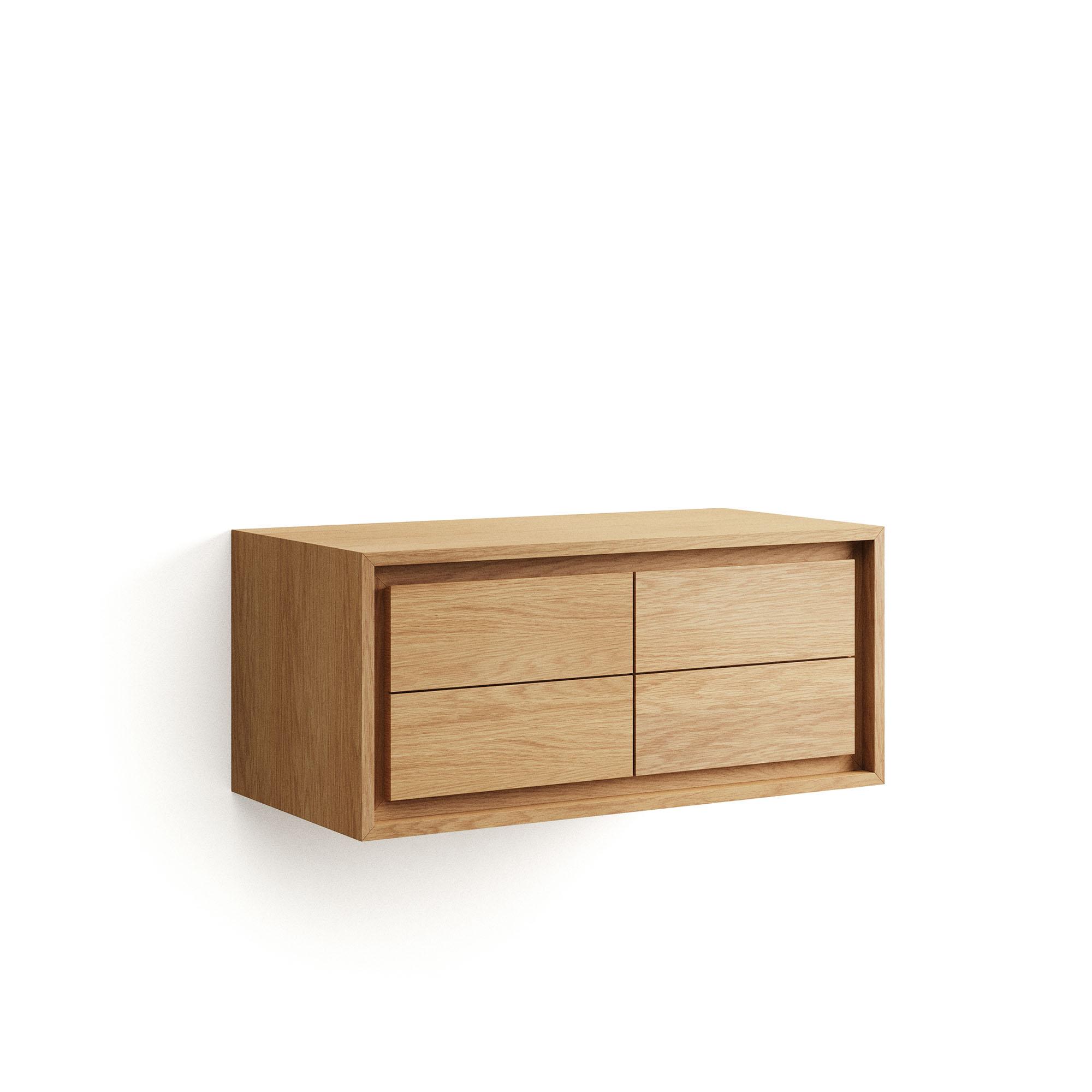 KAVE HOME Kenta badrumsmöbel i massivt teak med naturlig finish, 90 x 45 cm