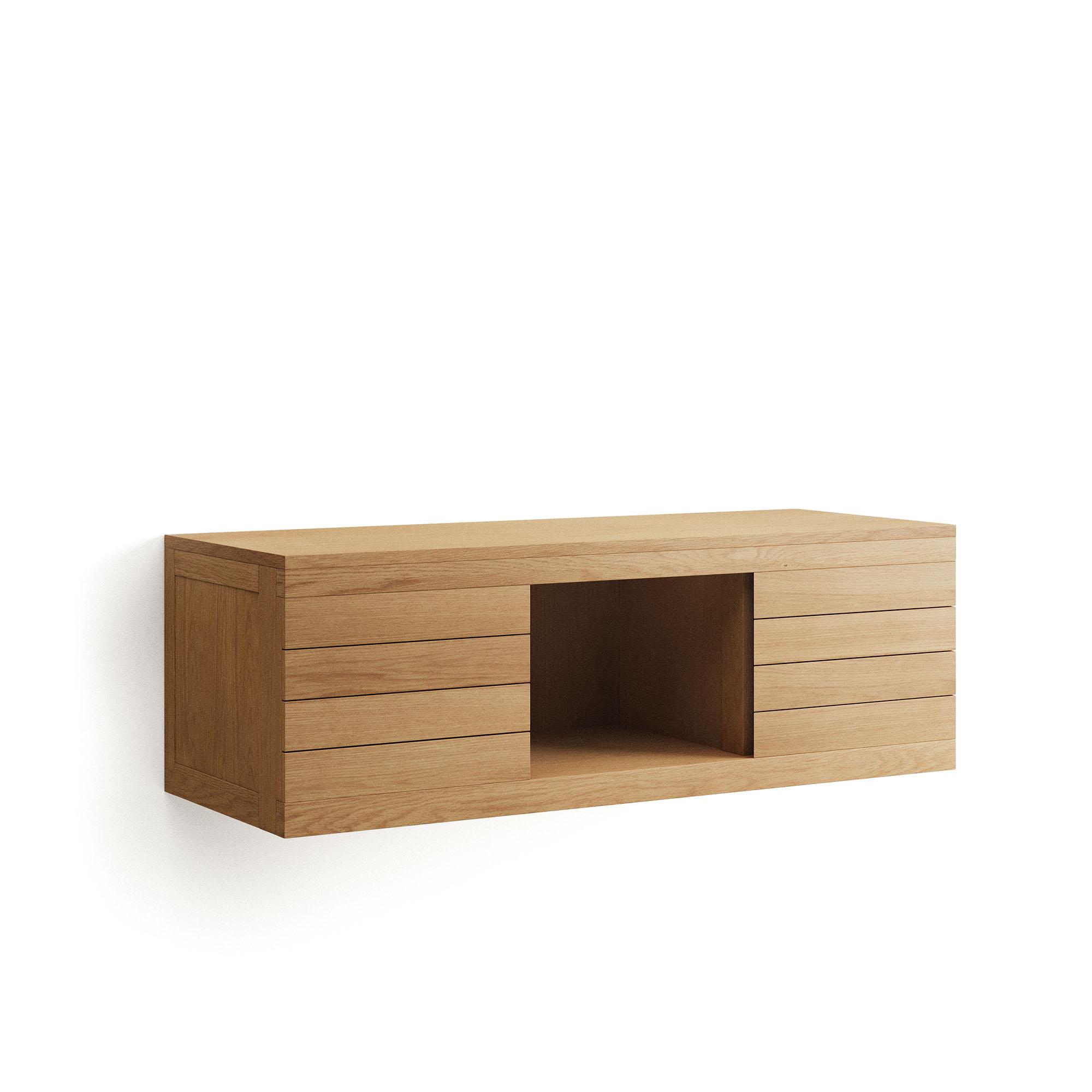 KAVE HOME Yenit badrumsmöbel i massivt teak med naturlig finish, 120 x 45 cm