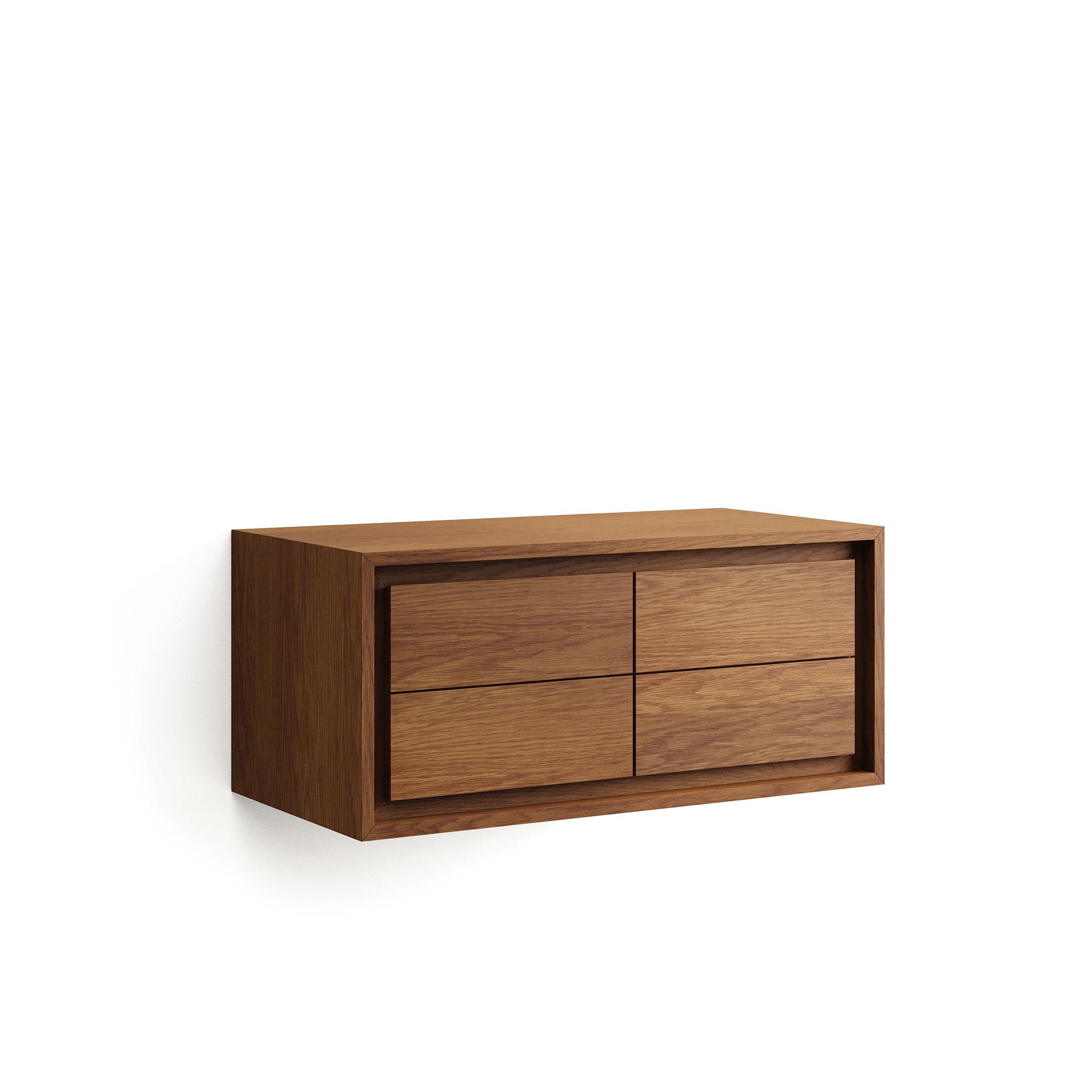 KAVE HOME Kenta badrumsmöbel i massiv teak med valnötsfinish, 90 x 45 cm