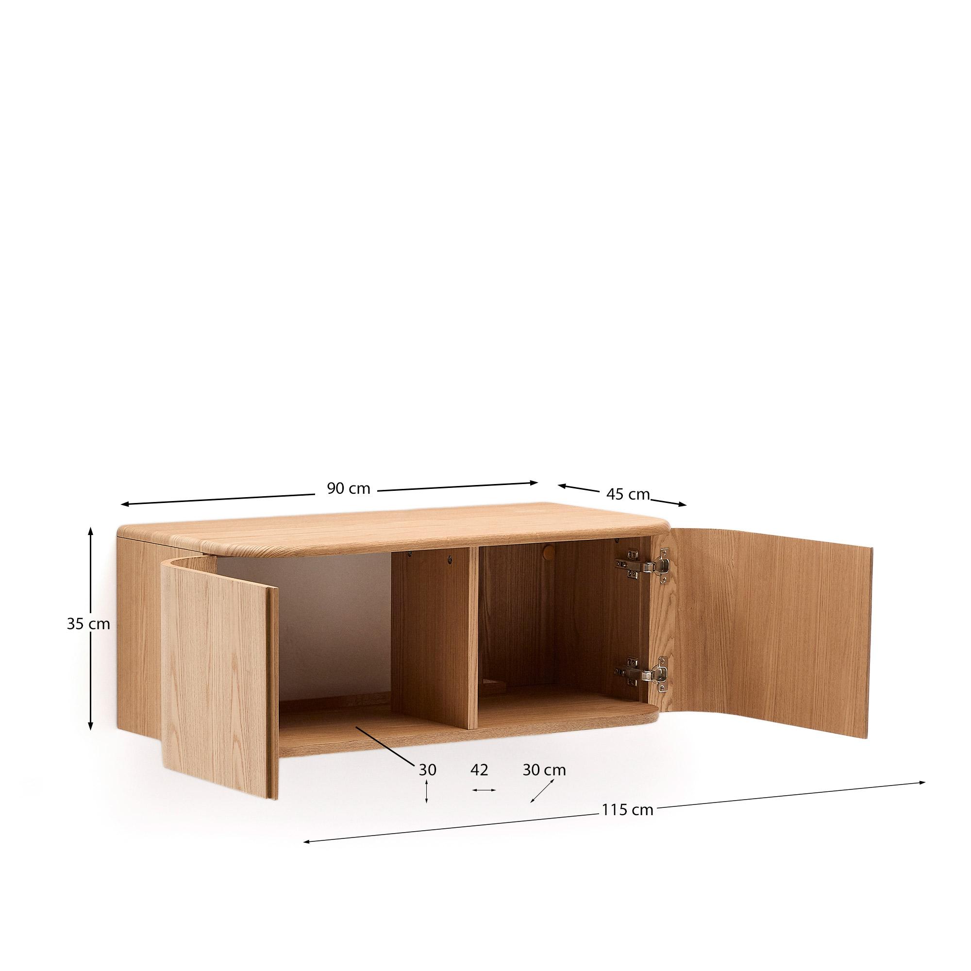 KAVE HOME Salaya badrumsskåp i asklaminerad plywood med naturlig finish, 90 x 45 cm