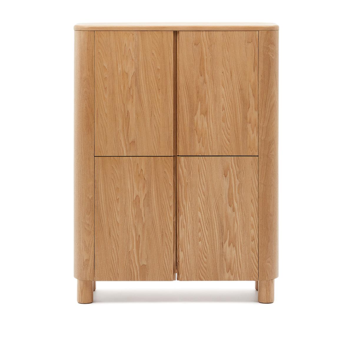 KAVE HOME Salaya skåp, med 4 dörrar och 6 hyllor - askplywood och askträ