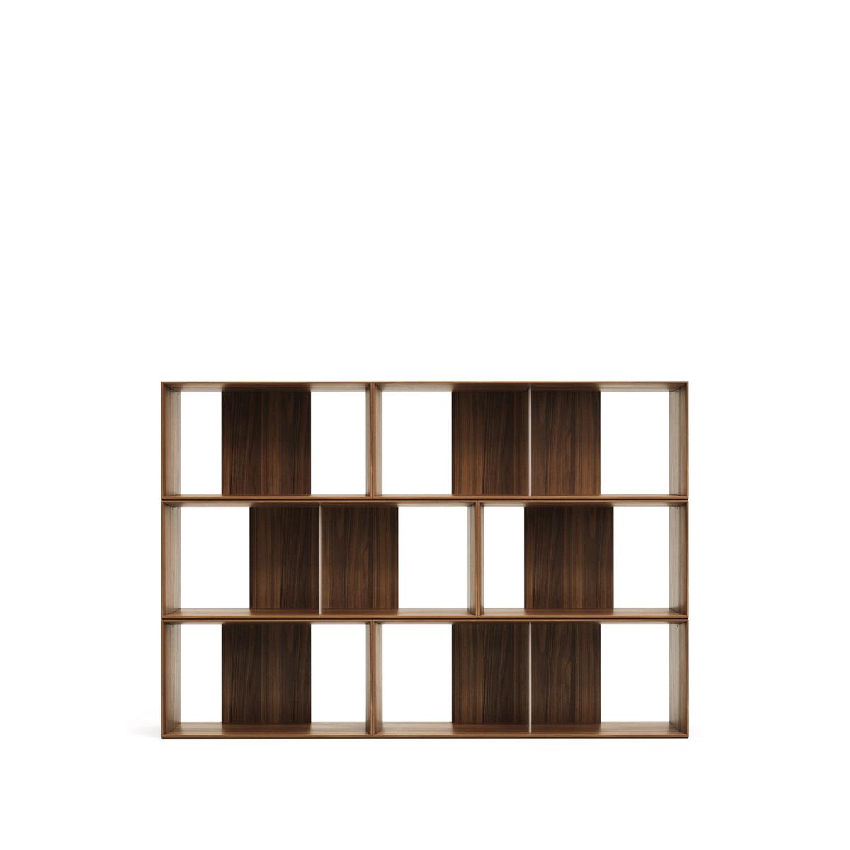 KAVE HOME Litto set med 6 modulhyllor i valnötsfaner, 168 x 114 cm