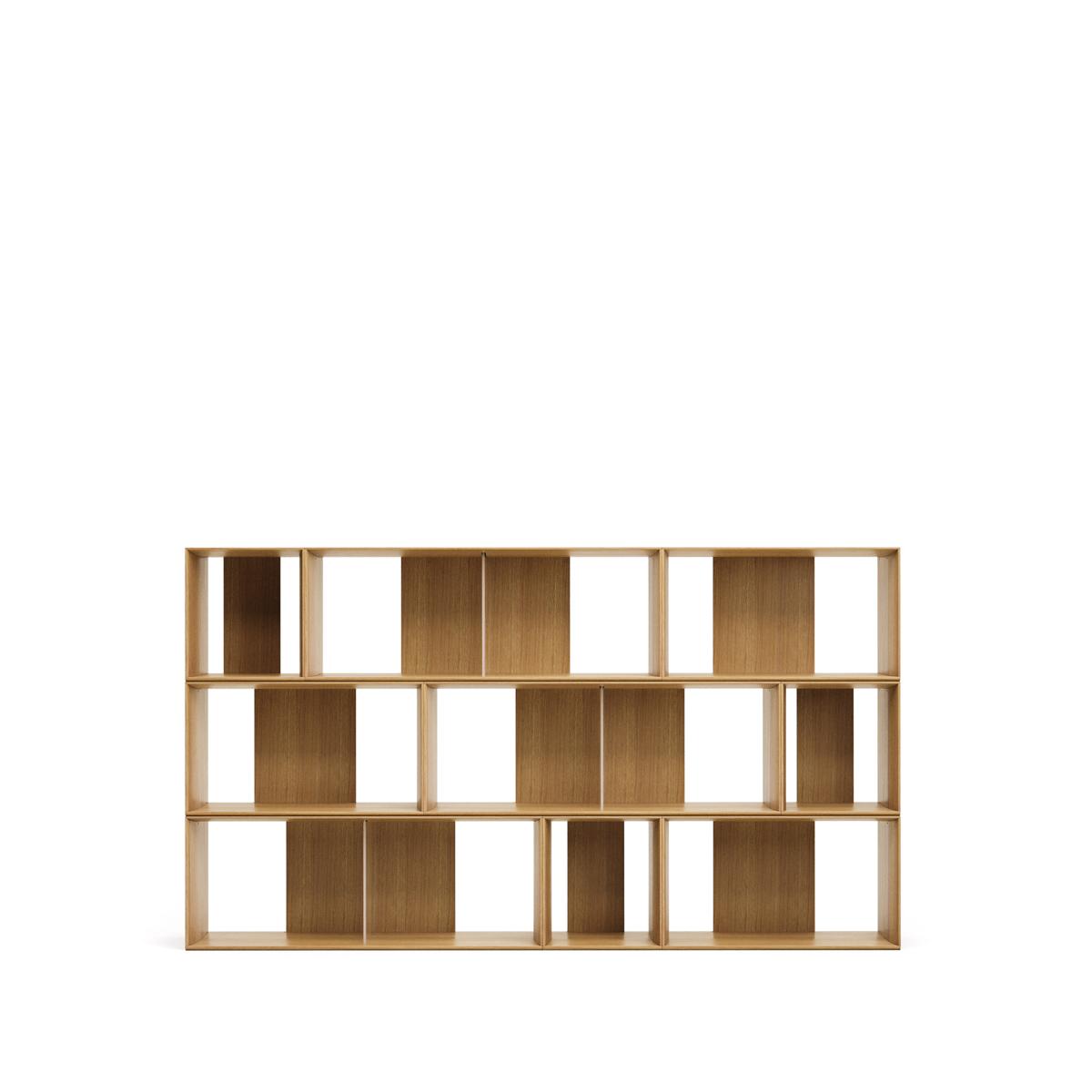 KAVE HOME Litto set med 9 modulhyllor i ekfaner, 202 x 114 cm