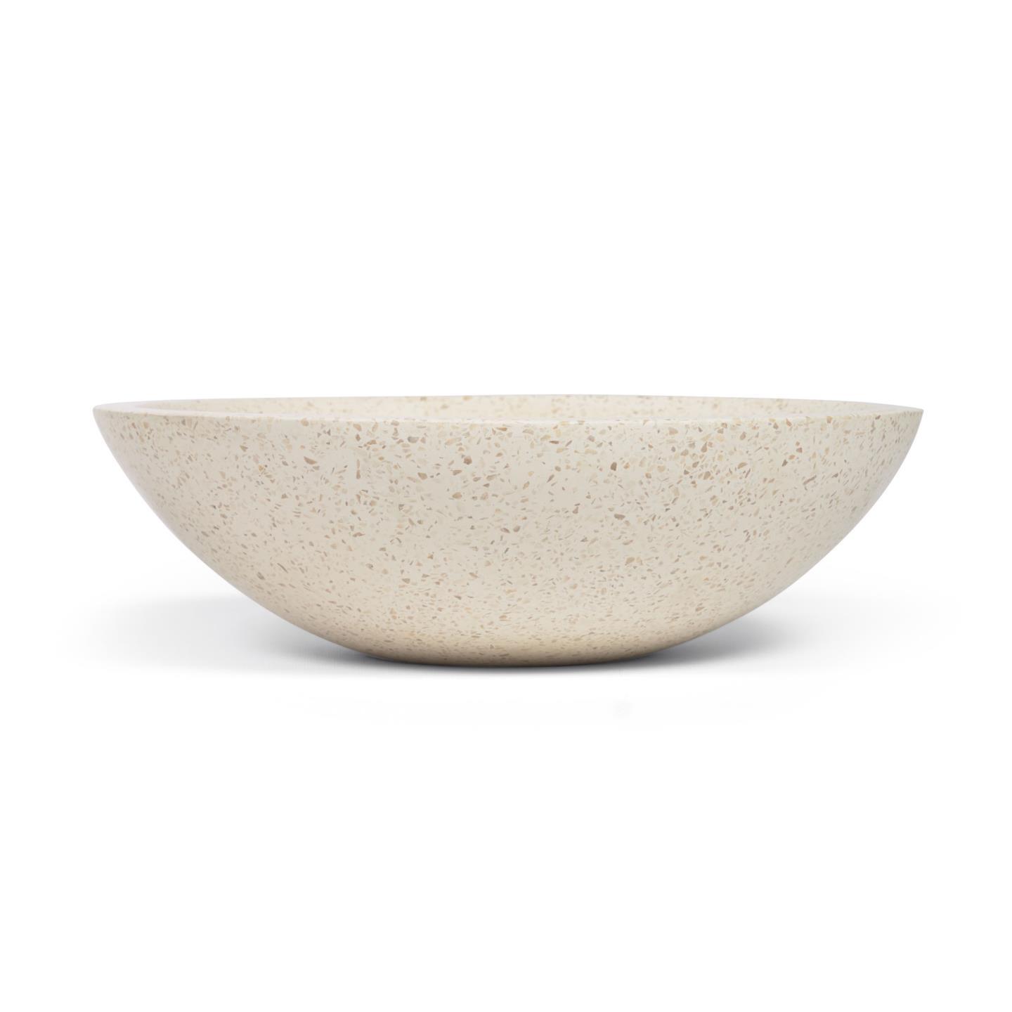 KAVE HOME Sunday Tvättställ för Badrummet, Rund - Vit Terrazzo (Ø 40 cm)