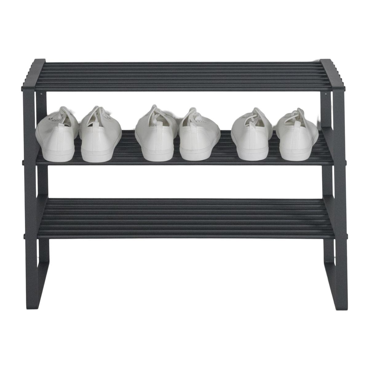 SPINDER DESIGN Rex skoställ, med 3 hyllor - svart stål (70x29)