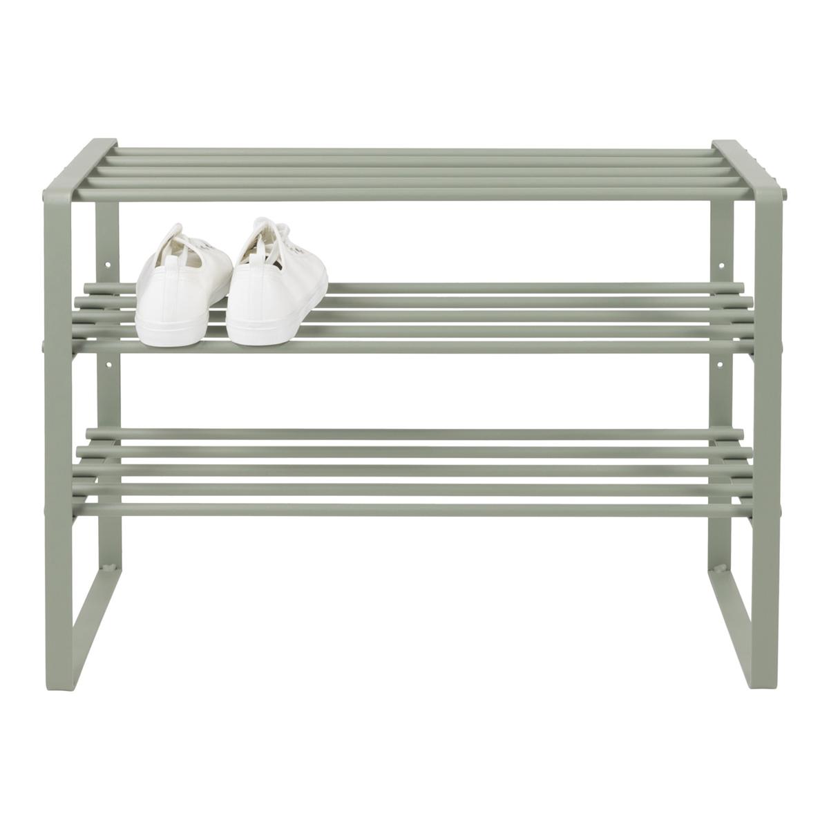 SPINDER DESIGN Rex SR 2 skoställ, med 3 hyllor - dammgrönt stål (70x29)