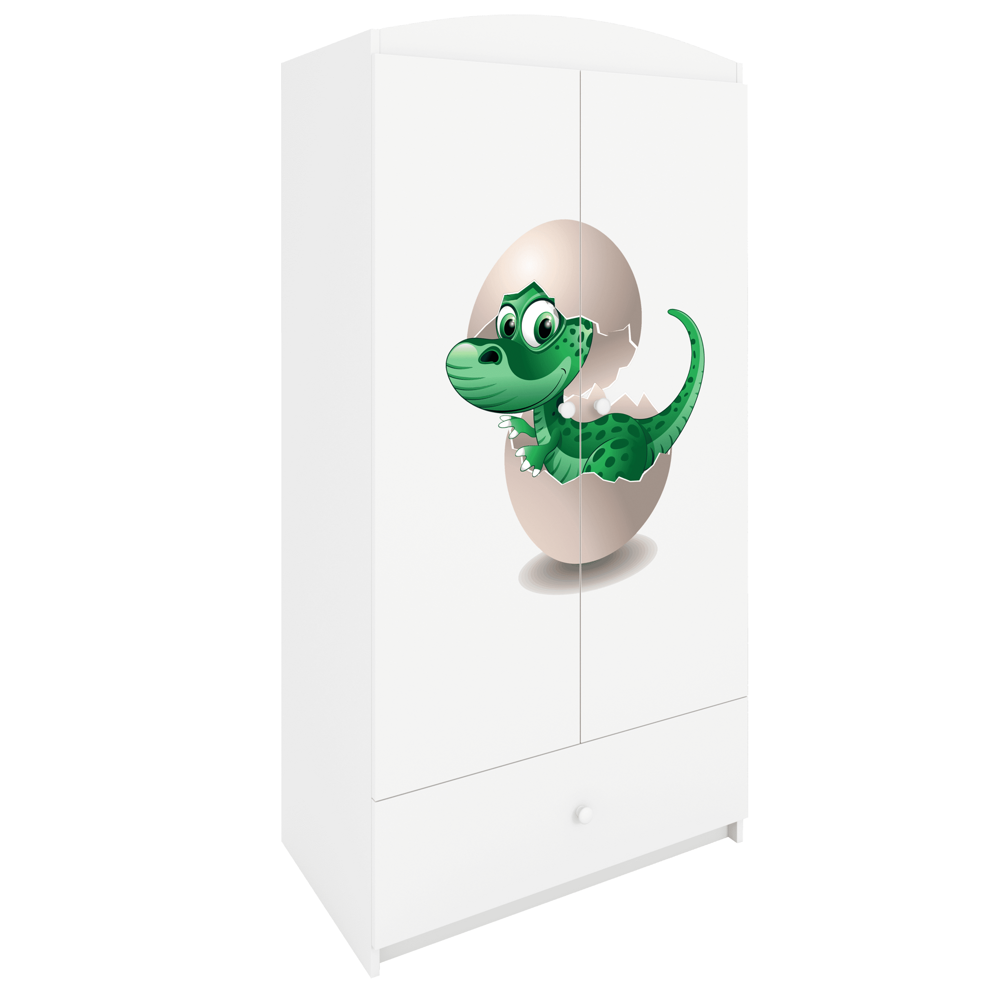 Babydreams garderob för barn med liten dinosaurie, med 2 dörrar, 1 låda - vit laminat