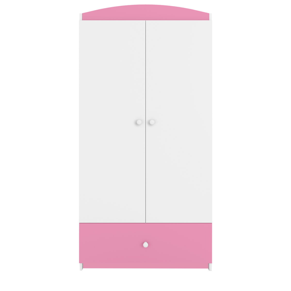 Babydreams garderob, med 2 dörrar, 1 låda - vit och rosa laminat