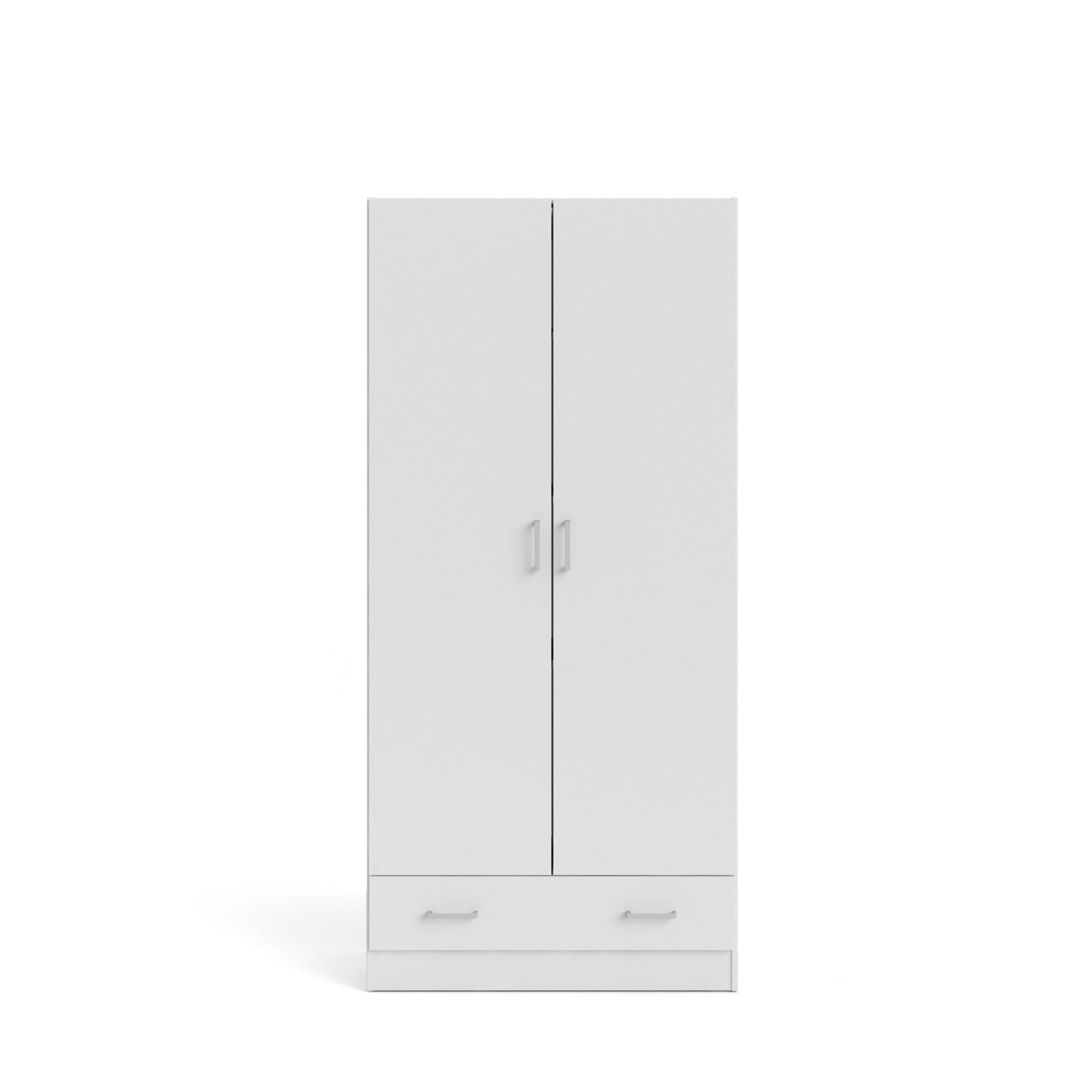 TWILUM Space garderob 2 dörrar, 1 låda, 3 hyllplan - vit folie/spånskiva