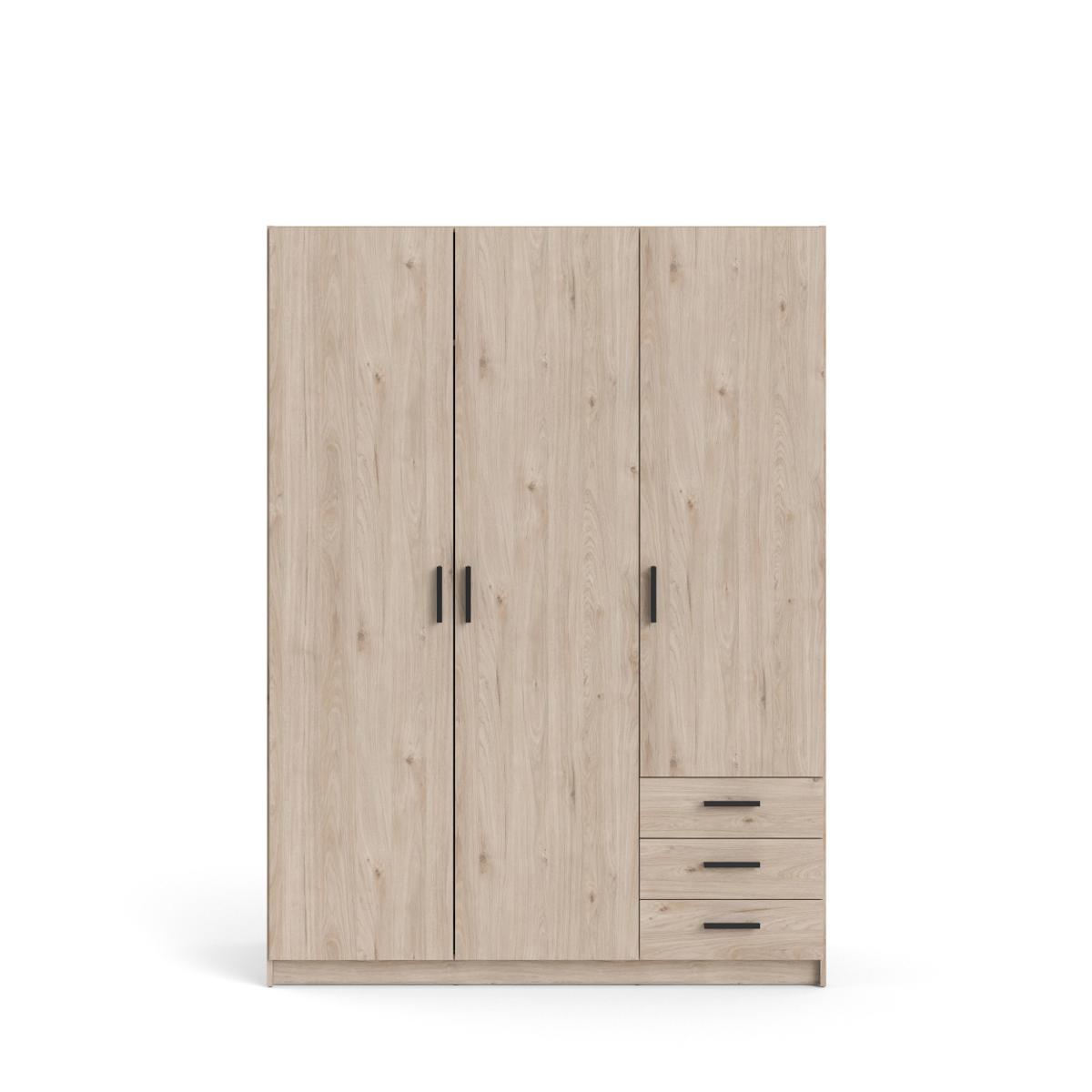TWILUM Sprint Garderob 3 dörrar + 3 lådor - ParcelJackson Hickory Jackson Hickory