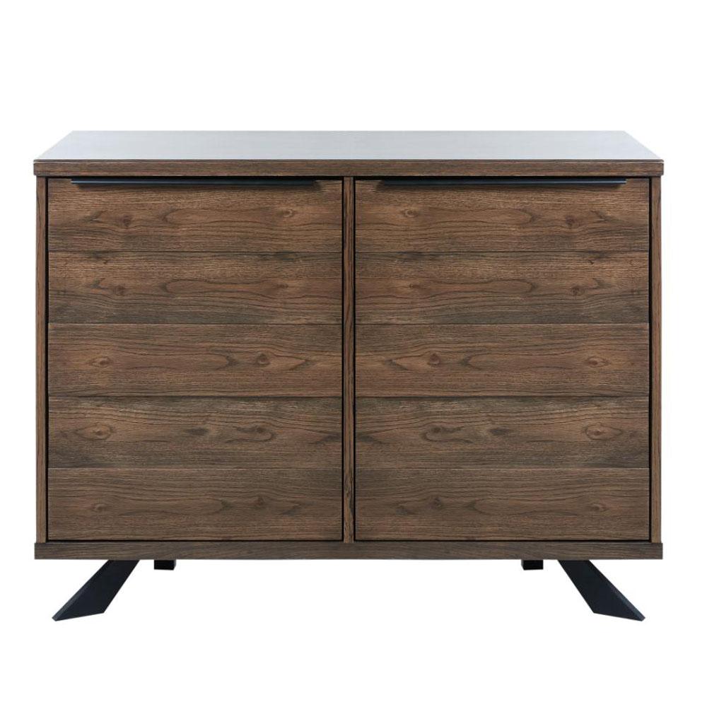 UNIKA MÖBLER Arno skänk, m. 2 dörrar och 2 hyllor - rökt ekfanér/ek och svart metall (114x45)