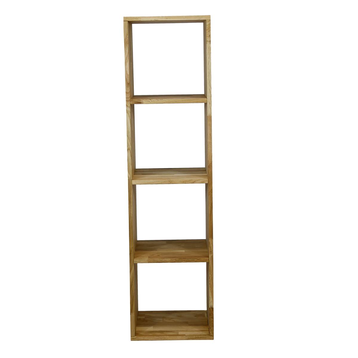 NOCNOI Puzzlel rektangulär bokhylla, med 4 fack - massiv oljad ek (139x36)