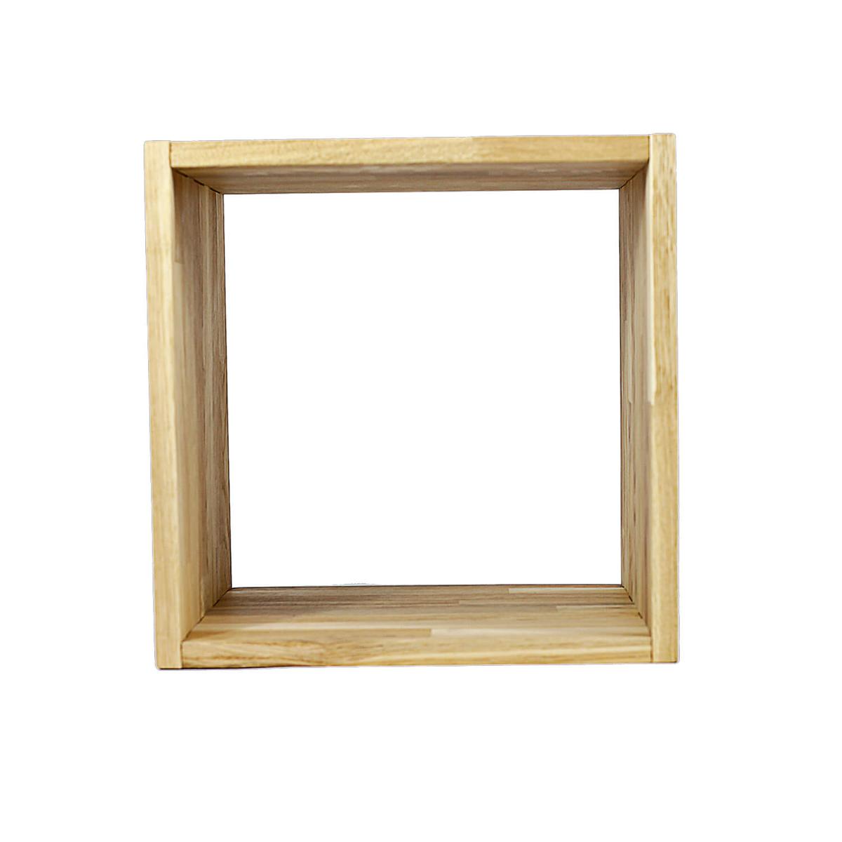 NOCNOI Puzzle fyrkantig bokhylla, med 1 fack - massiv oljad ek, för vägg/golv (36x36)