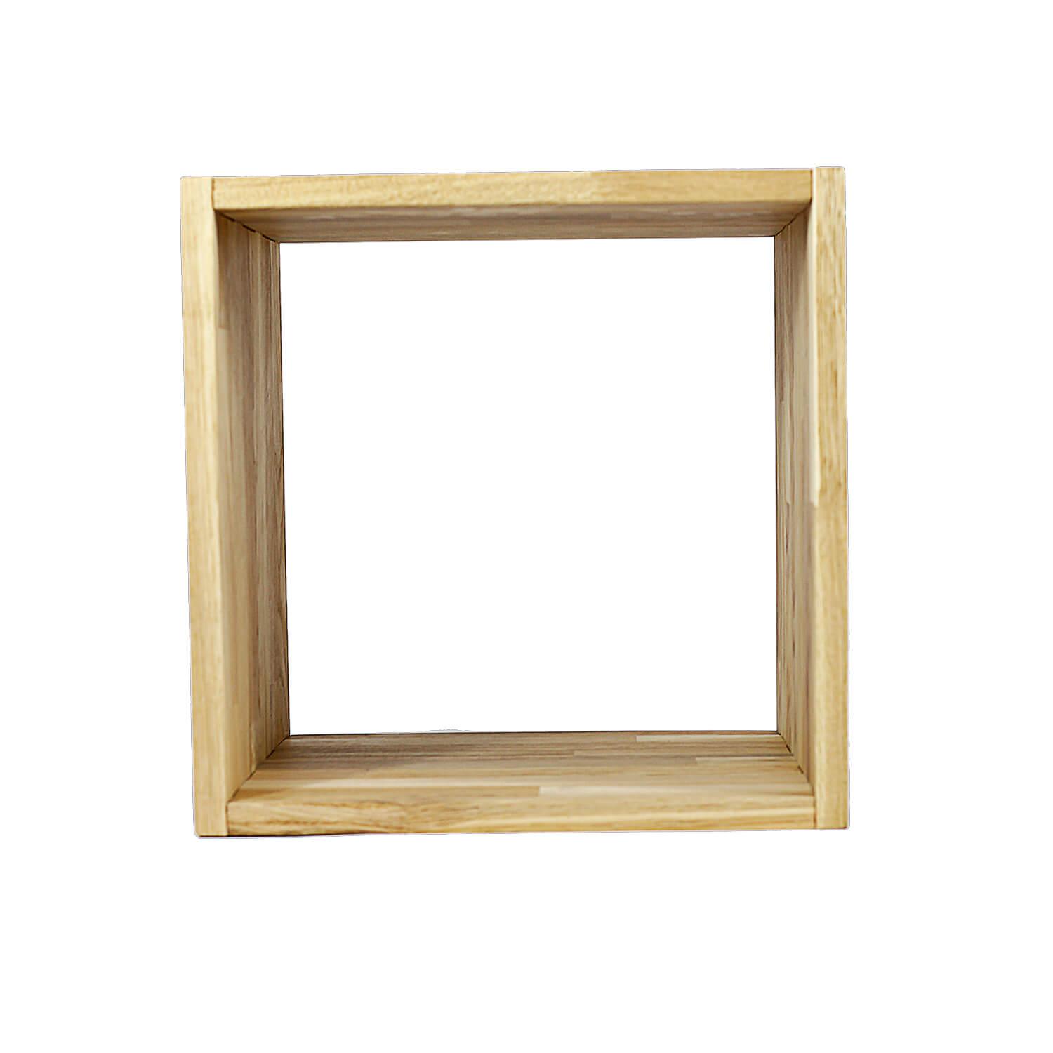 NOCNOI Puzzle fyrkantig bokhylla, med 1 fack - massiv oljad ek, för vägg/golv (36x36)