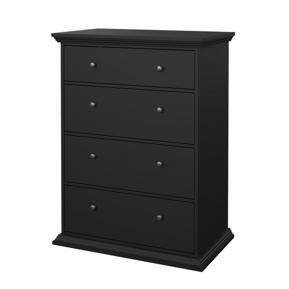TVILUM North byrå med 4 lådor, mattsvart, 86,3 x 51,6 x 115,6 cm