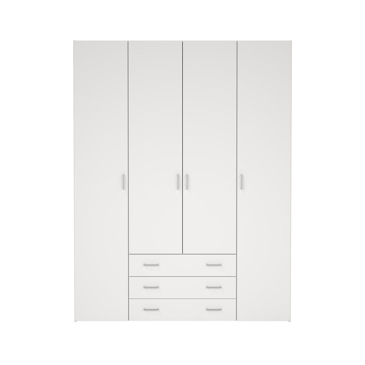 TVILUM Space garderobsskåp - 4 dörrar, 3 lådor, vit laminat