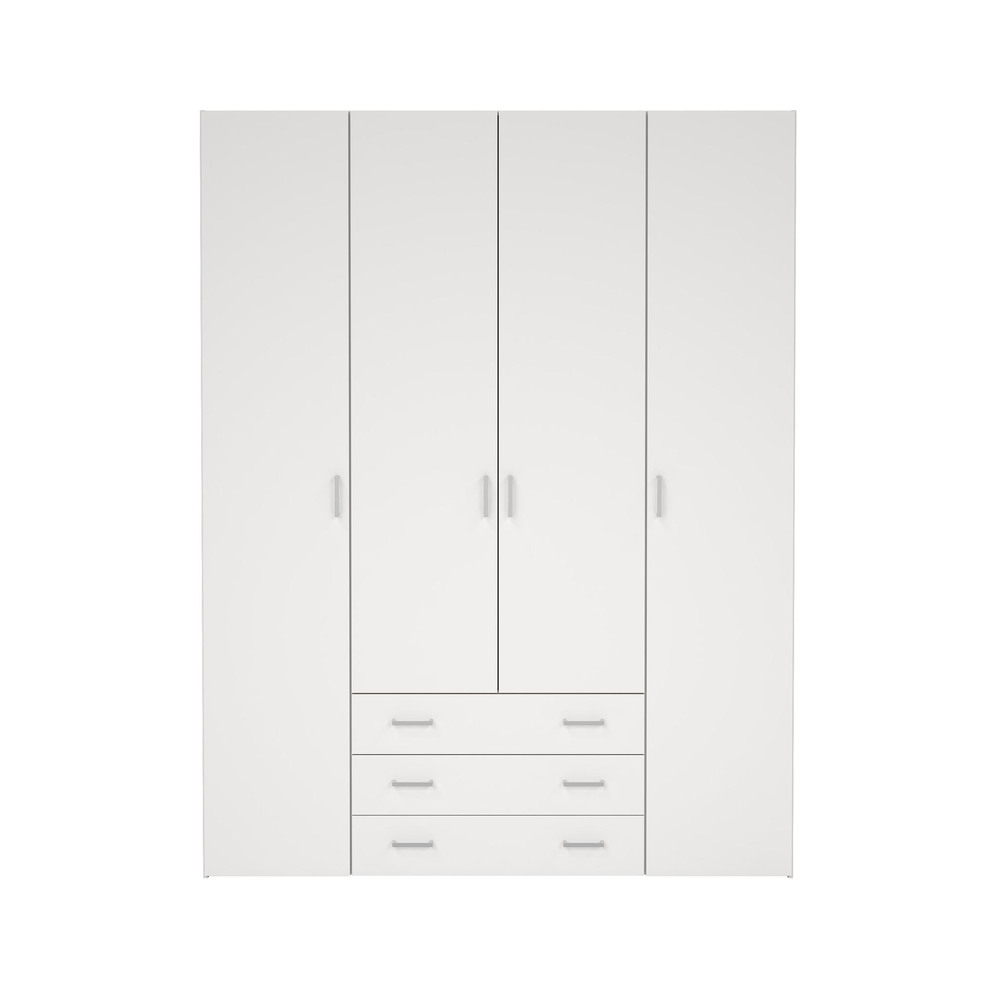 TVILUM Space garderobsskåp - 4 dörrar, 3 lådor, vit laminat