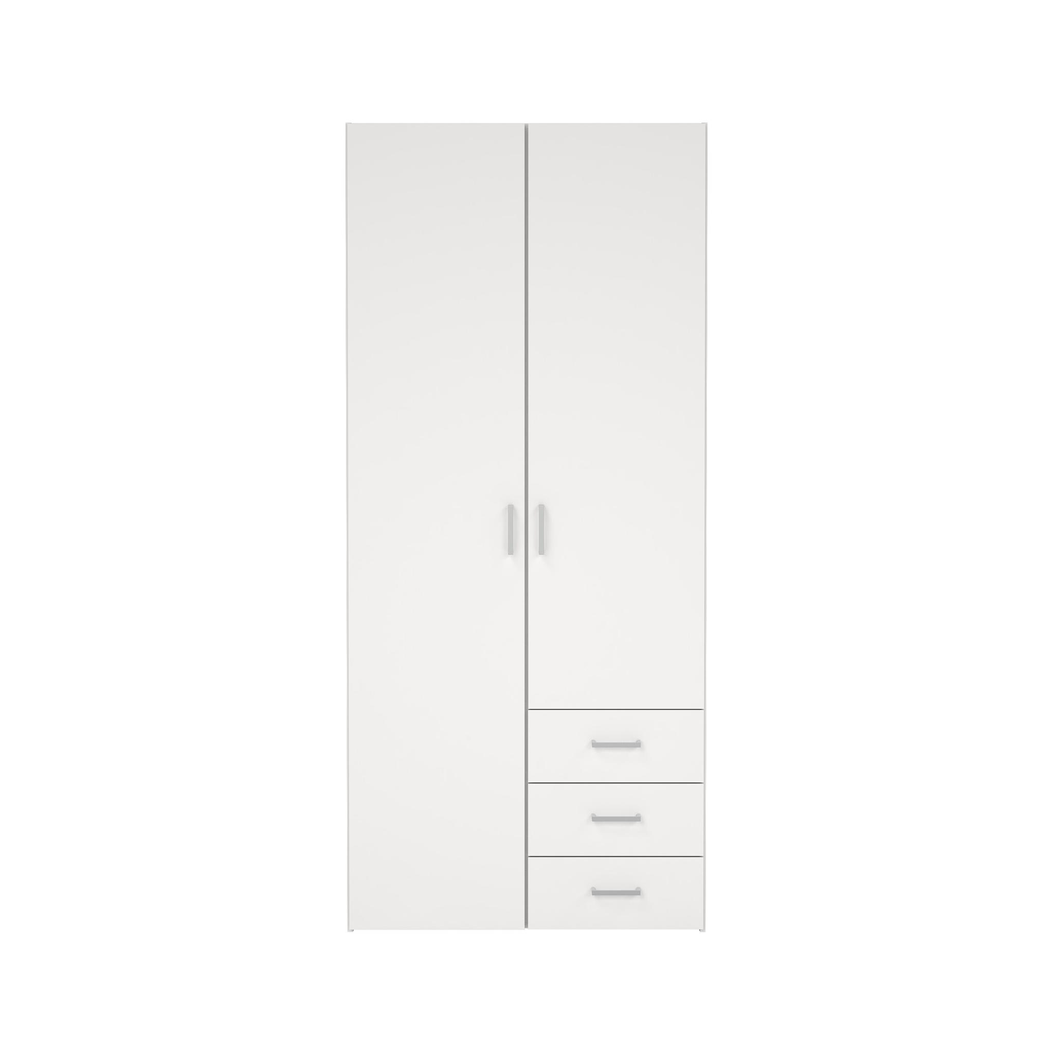 TVILUM Space garderob - vit laminat, med 2 dörrar och 3 lådor