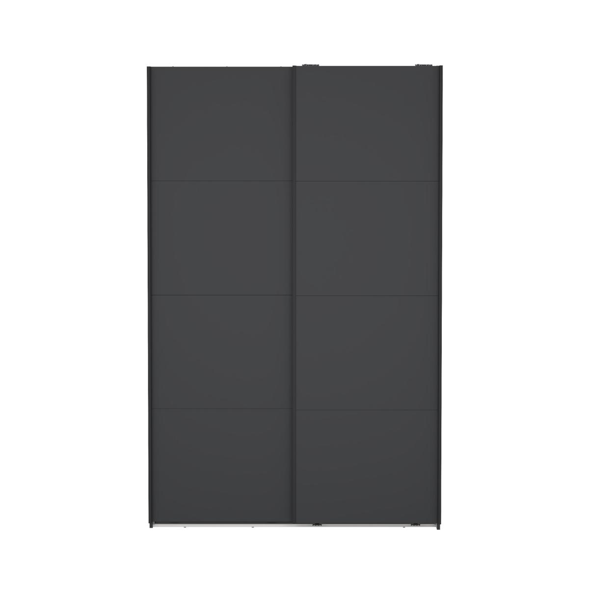 TVILUM Bergamo garderob, med 2 skjutdörrar, 2 galgar, 2 hyllplan 140x220cm - mattgrått trä