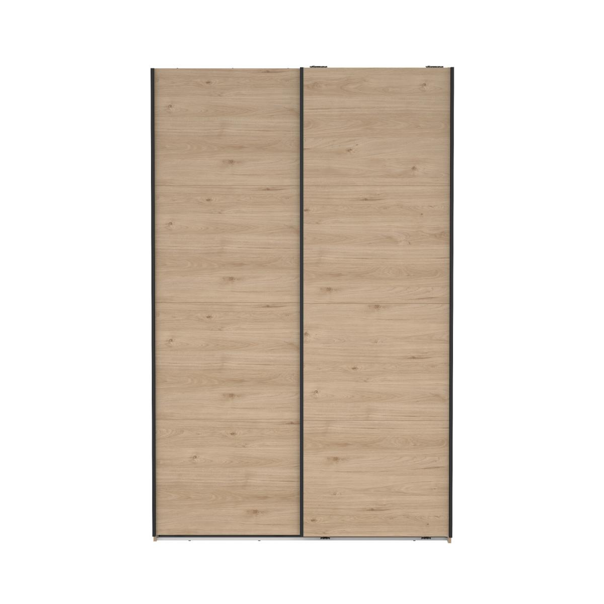 TVILUM Bergamo garderob, med 2 skjutdörrar, 2 galgar, 2 hyllplan 140x220cm - Jackson Hickoryträ