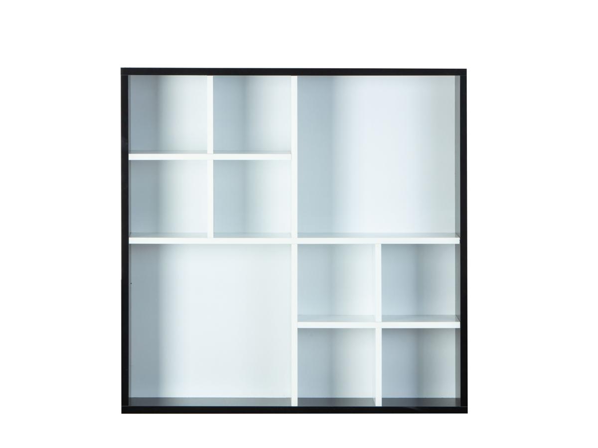 NORDIC LIVING COLLECTION Decem vägghylla, med 10 fack, utan glas - svartvit MDF (70x70)