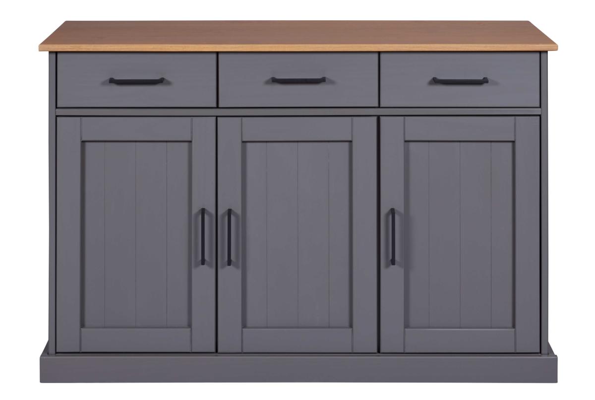 NORDIC LIVING COLLECTION Forenzo skänk, med 3 dörrar, 3 lådor, 2 hyllor - natur och grå furu