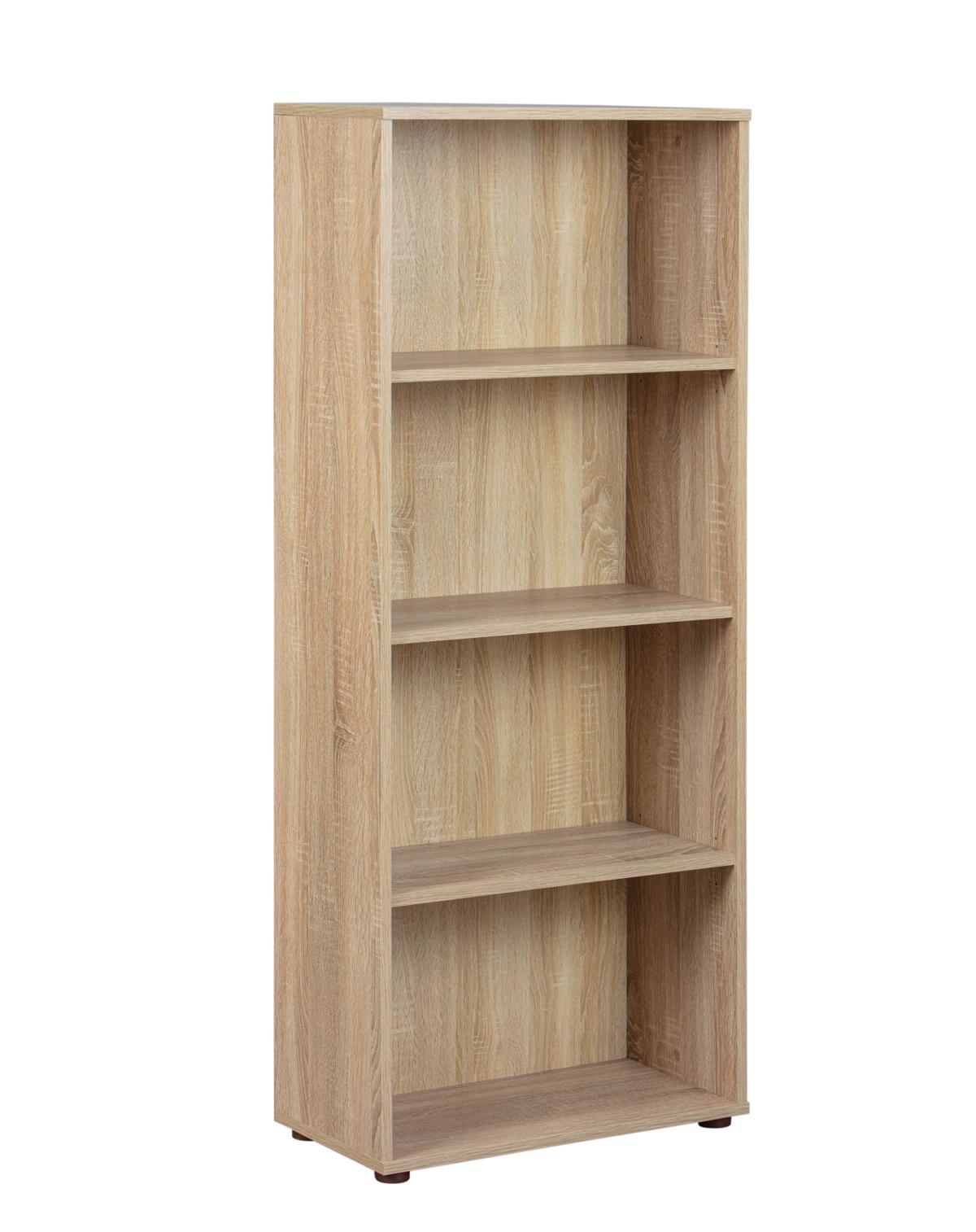 NORDIC LIVING KOLLEKTION Parini 3 4F bokhylla, med 3 hyllor - naturlig melamin i Sonoma-ekfinish