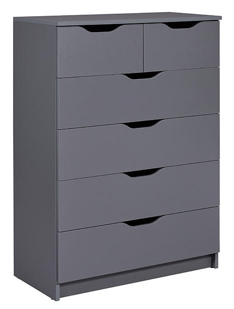 NORDIC LIVING COLLECTION Silenzia byrå, med 6 lådor - grafitgrå melamin