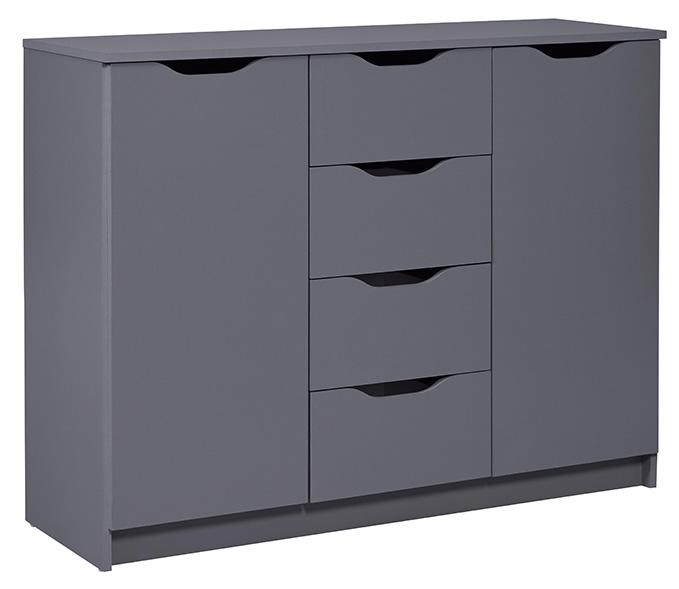 NORDIC LIVING COLLECTION Silenzia byrå, med 2 dörrar, 4 lådor och 2 hyllor - grafitgrå melamin