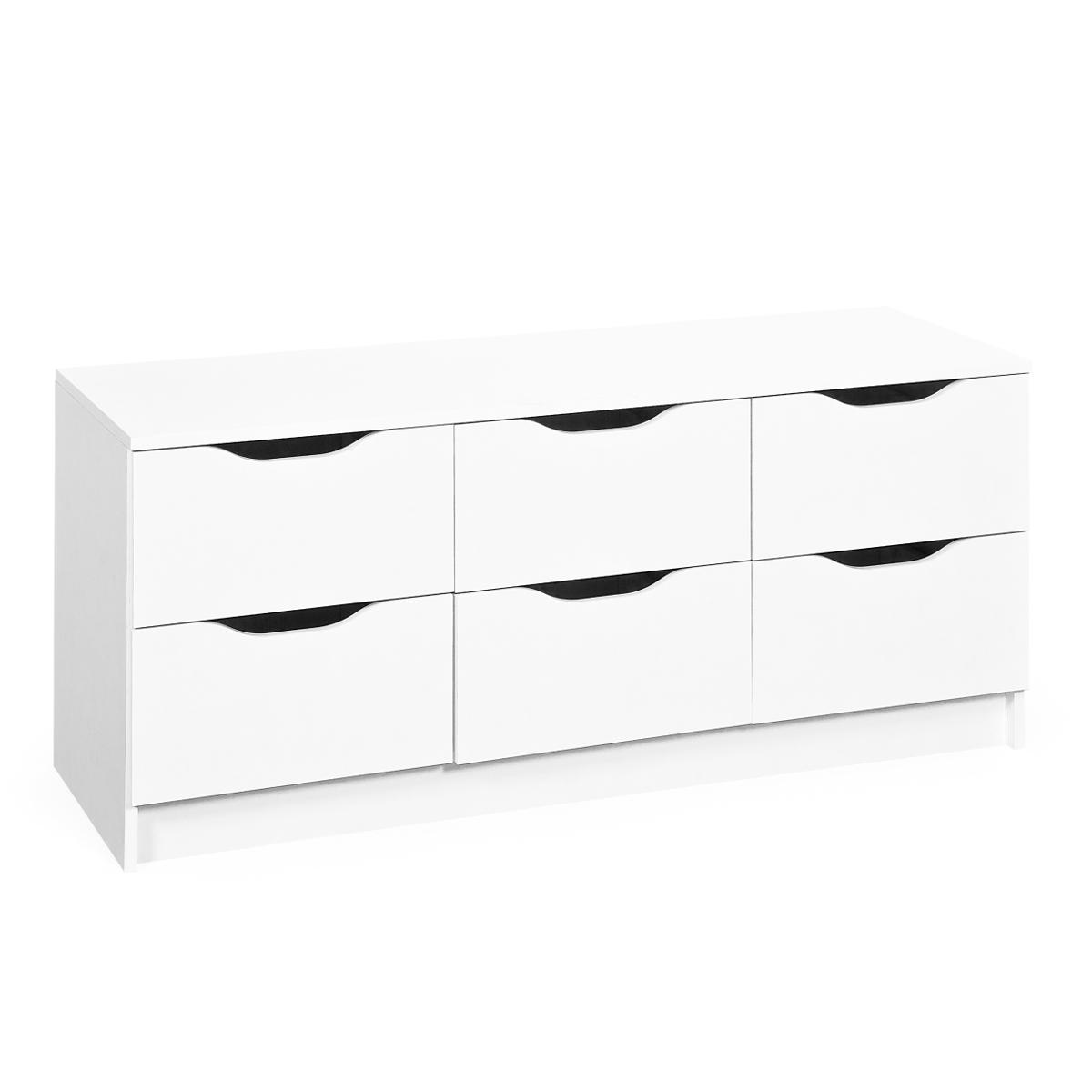 NORDIC LIVING COLLECTION Westphalen byrå, med 6 lådor - vit melamin