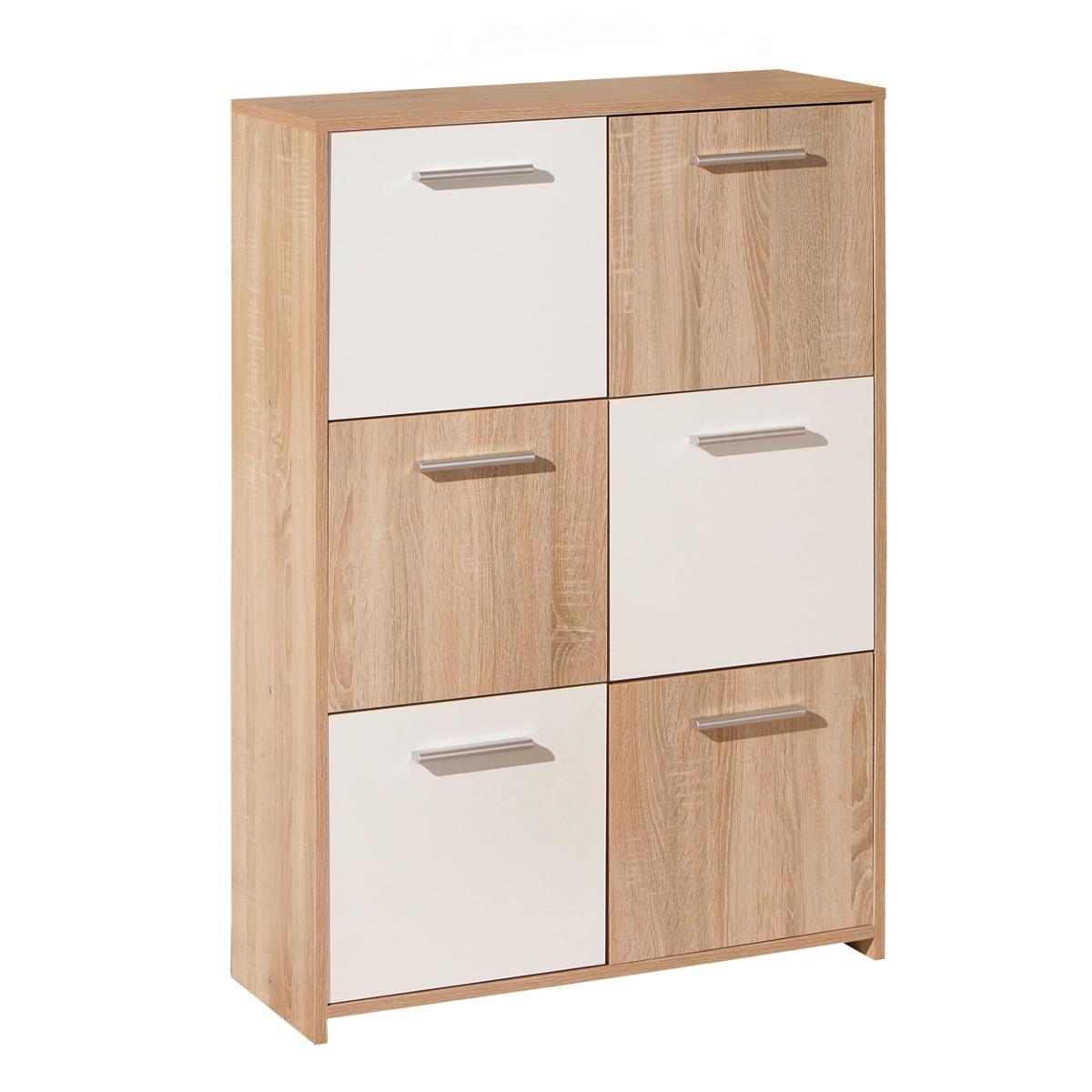 NORDIC LIVING COLLECTION Egadi byrå med 6 dörrar - Sonoma ekfinish och vit melamin