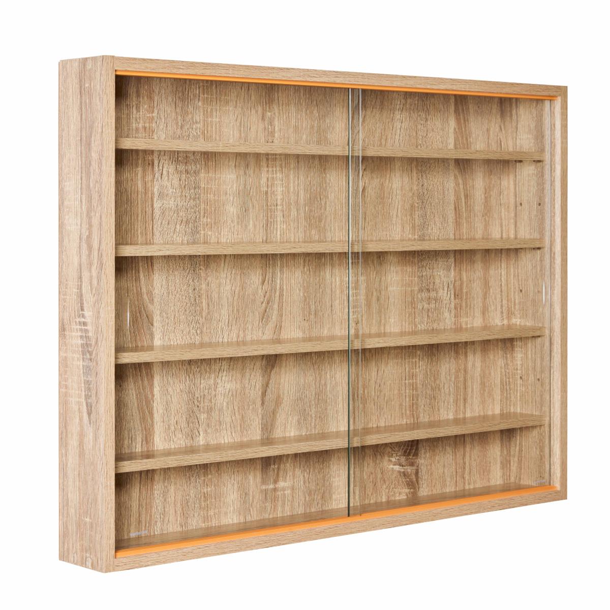 NORDIC LIVING COLLECTION Collectizioni väggskåp, med 2 skjutdörrar i glas och 4 hyllor - naturlig Sonoma ekfinish MDF