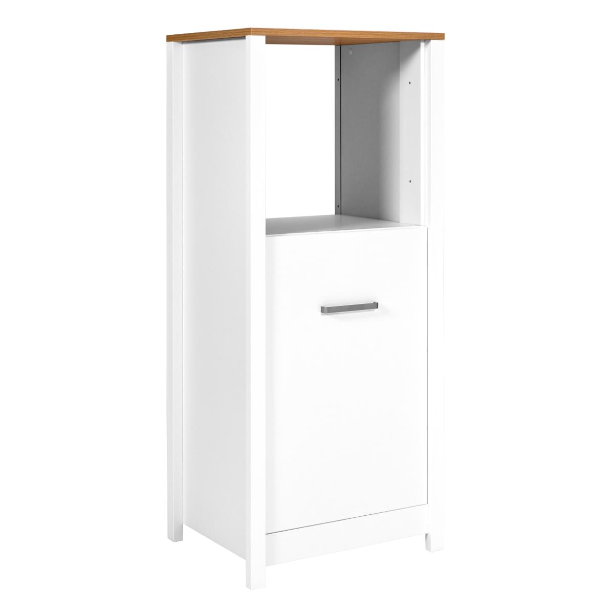 NORDIC LIVING KOLLEKTION Sicilia 1 köksskåp för kylskåp och ugn, med 1 dörr, 2 hyllor, 1 fack - naturlig hantverksmässig ekfinish och vit melamin