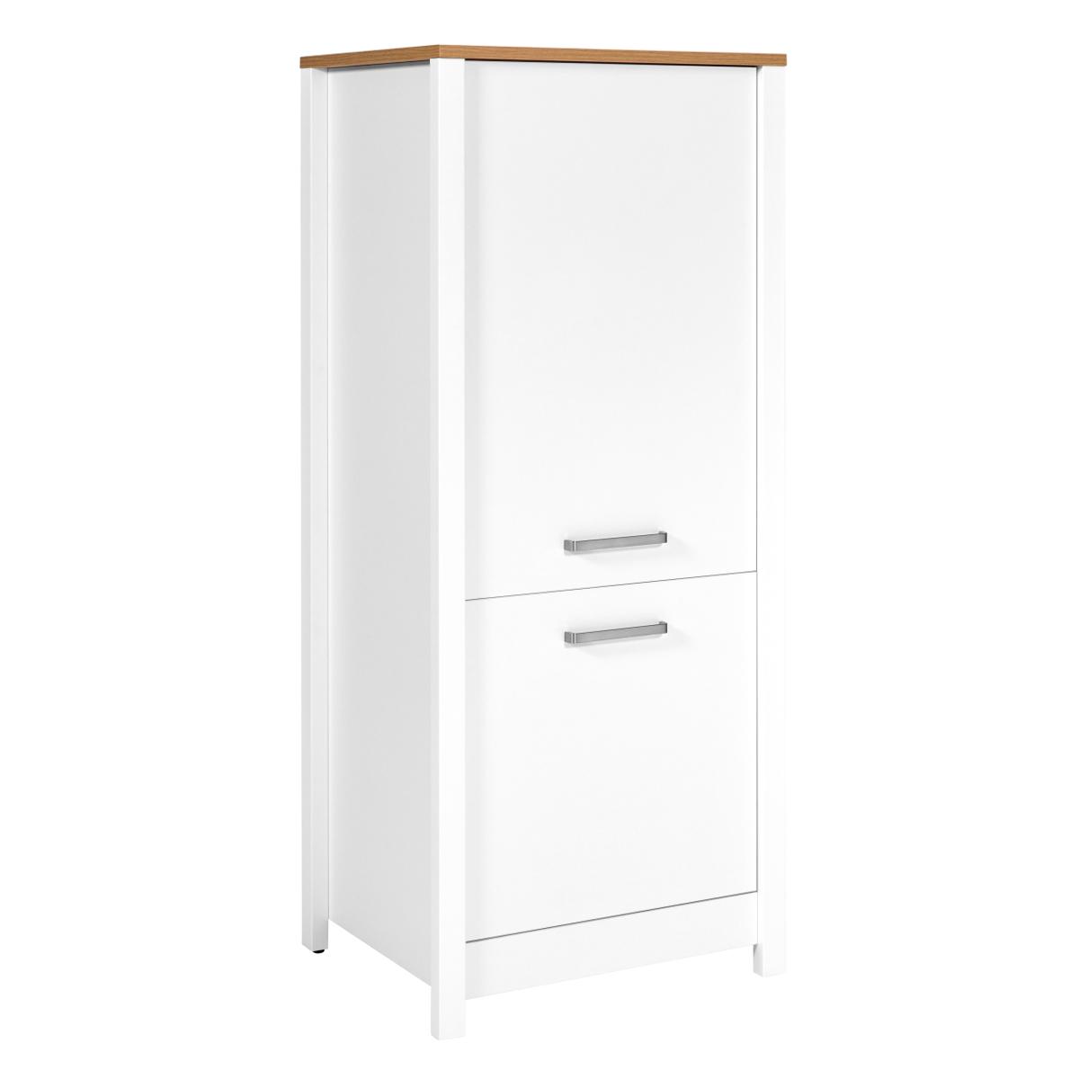 NORDIC LIVING KOLLEKTION Sicilia 2 köksskåp för kyl/frys-kombination, med 2 dörrar, 4 hyllor - naturlig Artisan-ekfinish och vit melamin